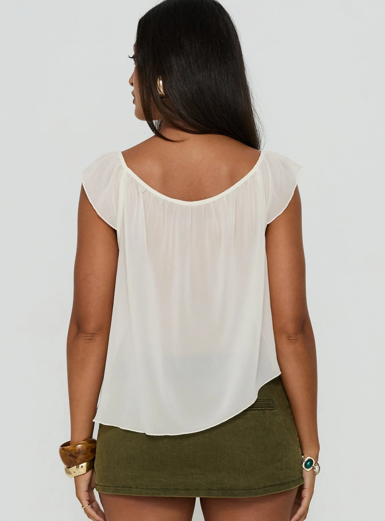 Sidra Off Shoulder Sheer Top Cream