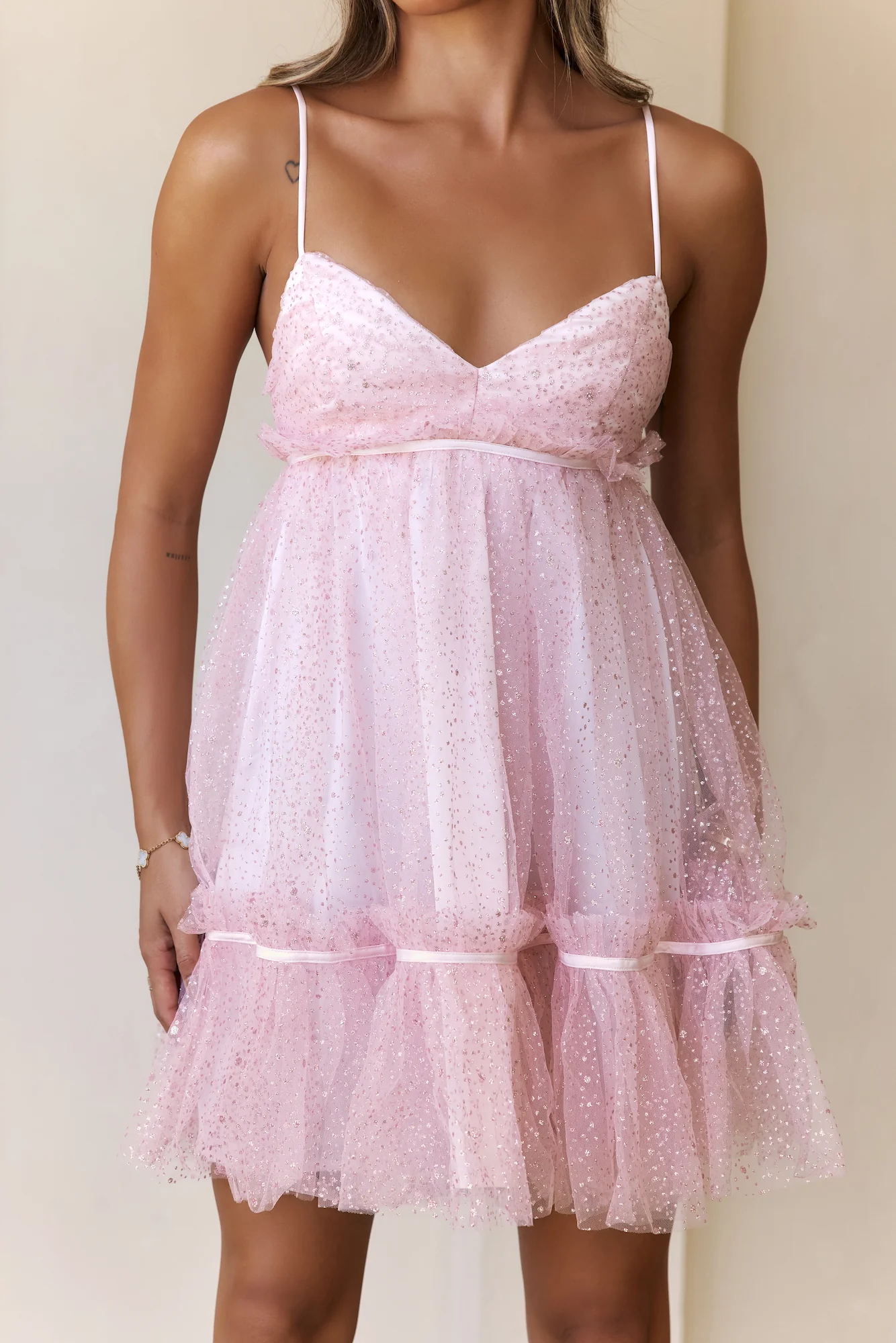 Luxe Enchantment Glitter Mini Dress Pink