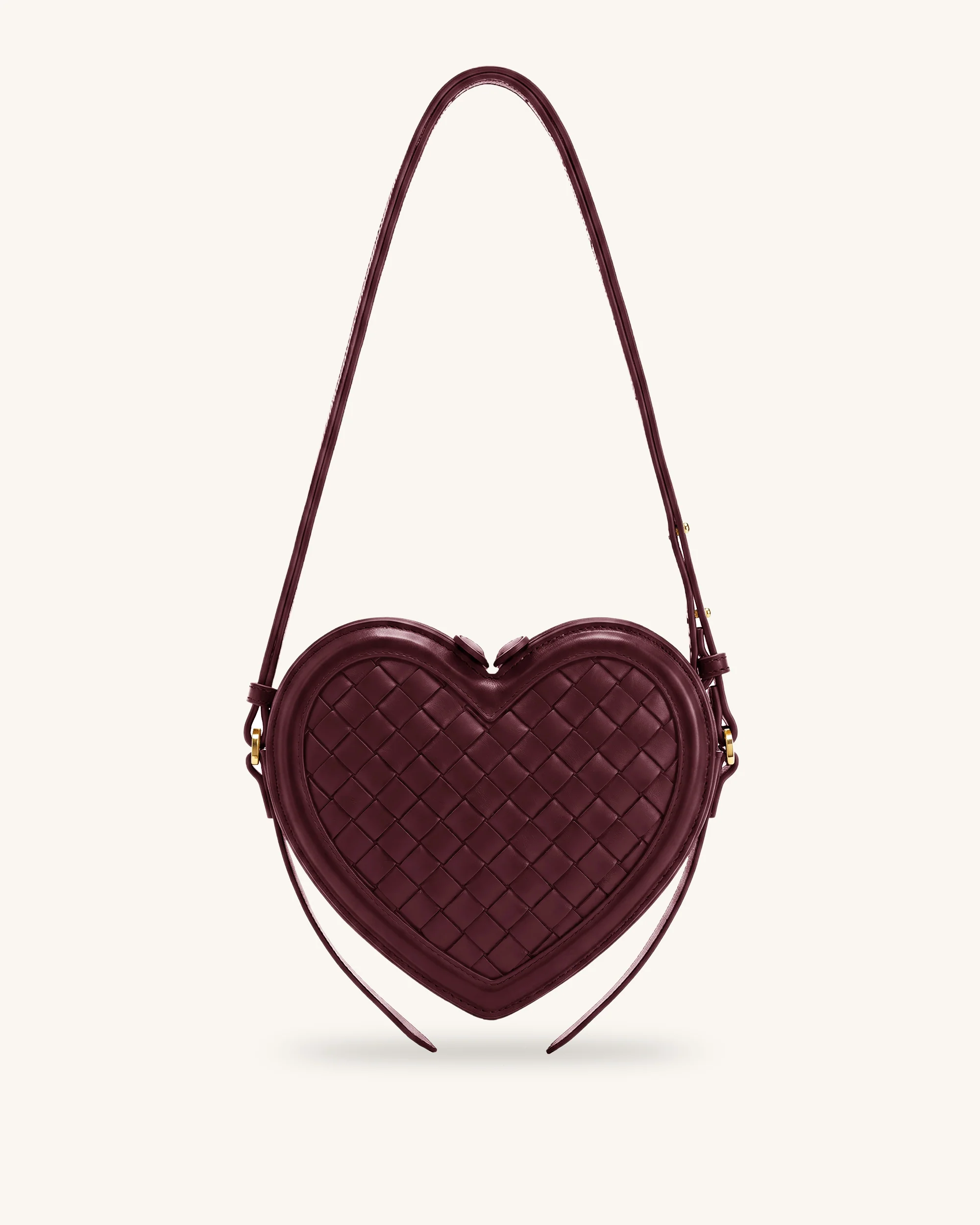Arlene Woven Heart Shape Crossbody Bag - Deep Burgundy