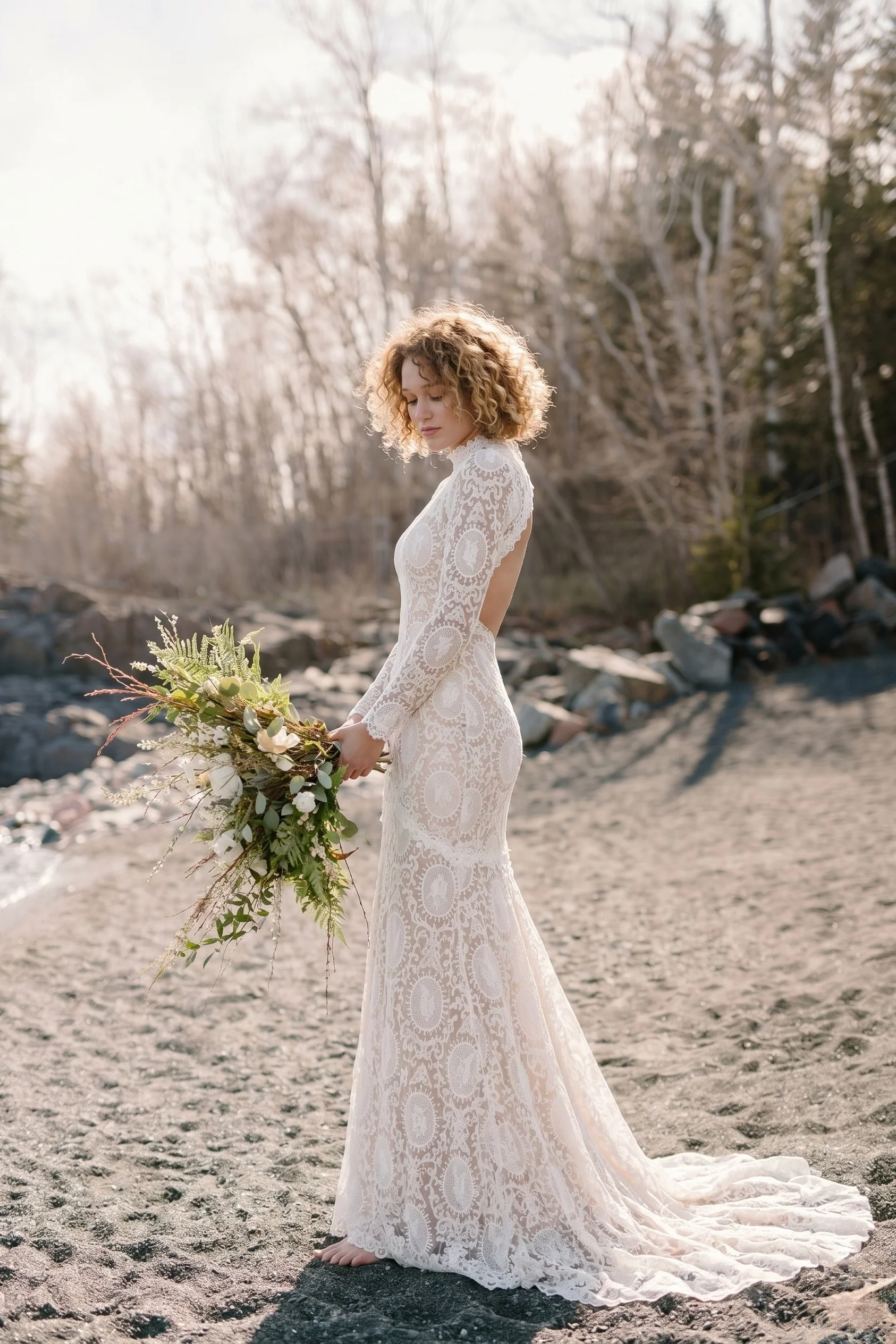 Trumpet-Mermaid Court Train Lace Wedding Dress CW2222