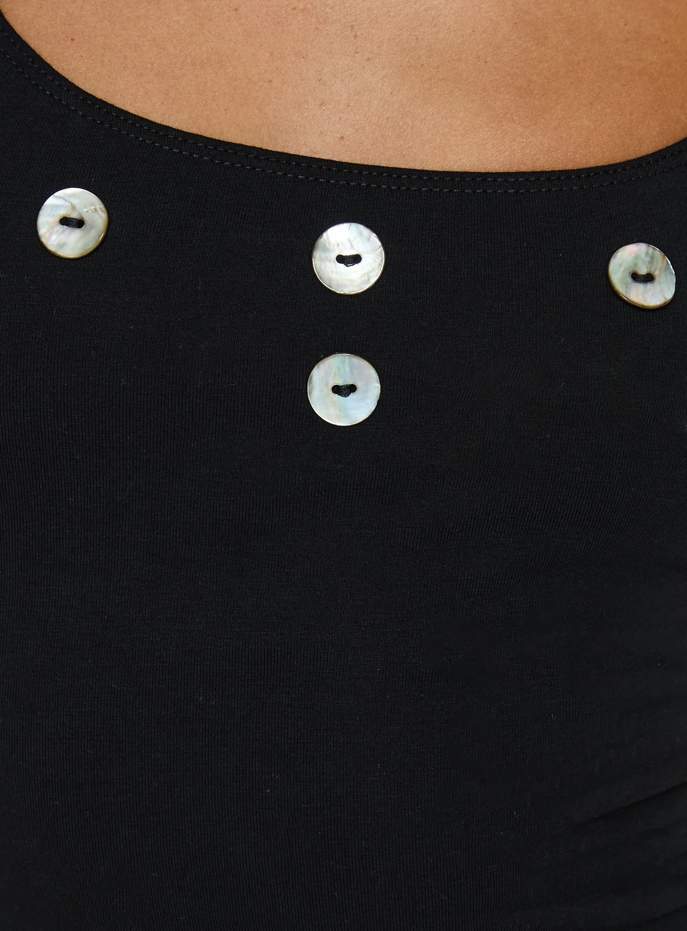 Lysandra Button Halter Top Black