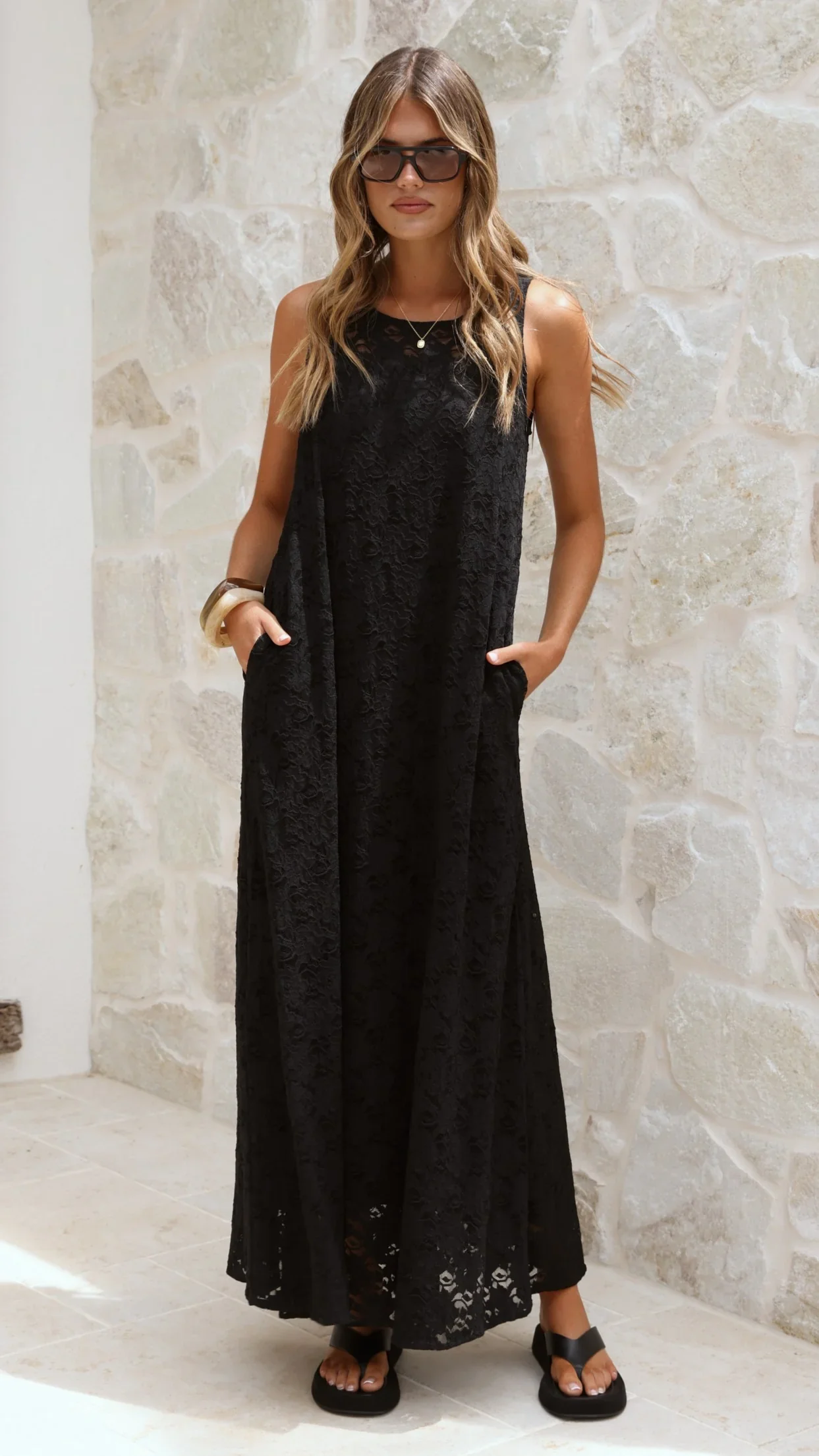 Cerelia Maxi Dress - Black Lace