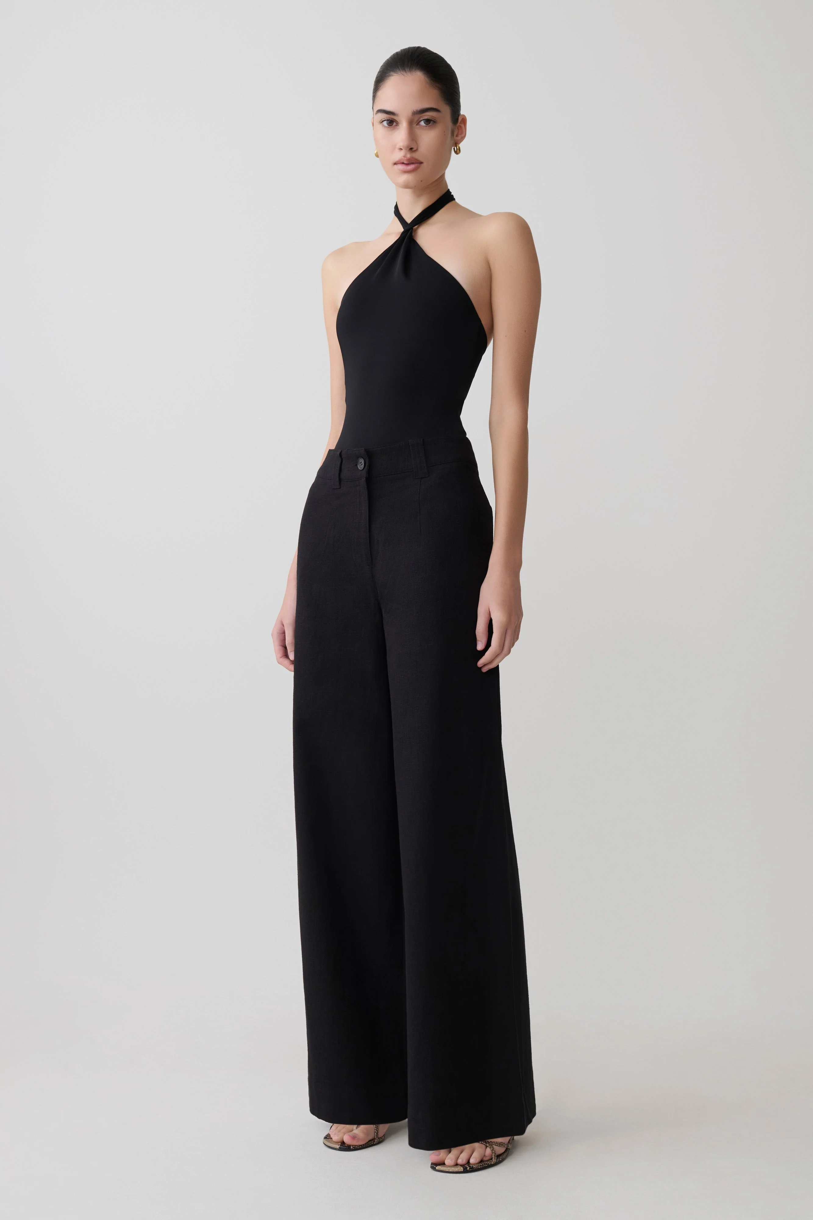 Bambi Twisted Neck Bodysuit - Black