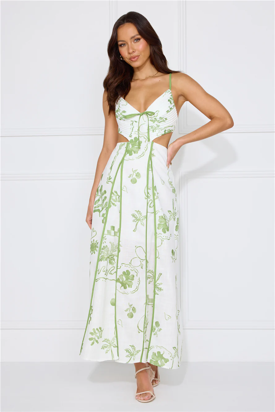 Summer Garden Maxi Dress Green - luluinthesky
