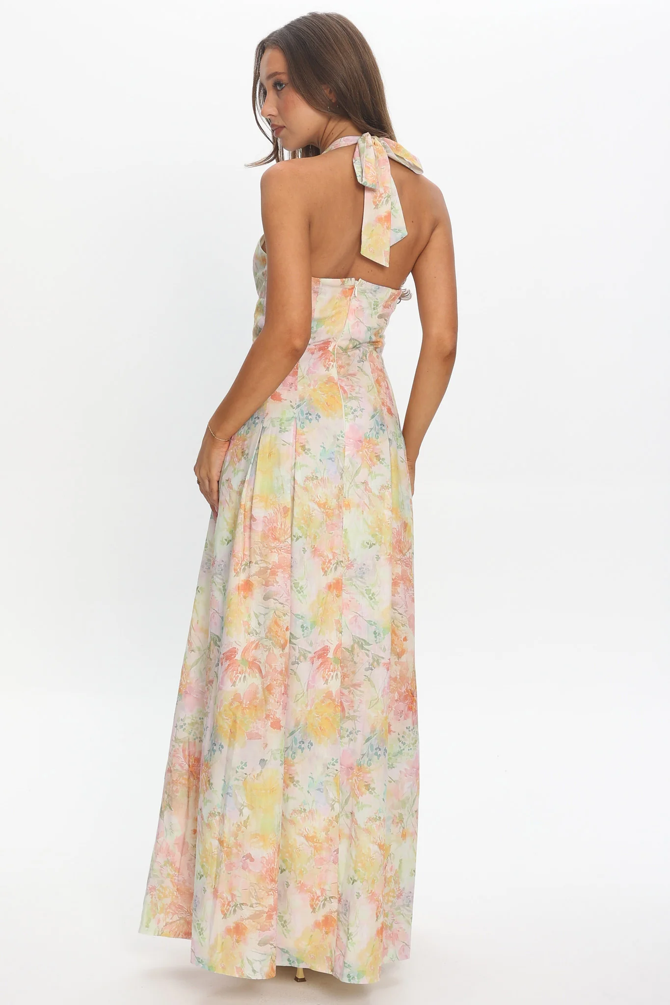 Is This Love Box Pleat Halter Maxi Dress Multi - luluinthesky