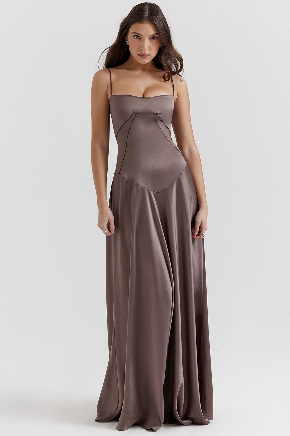 smoke lace up maxi dress