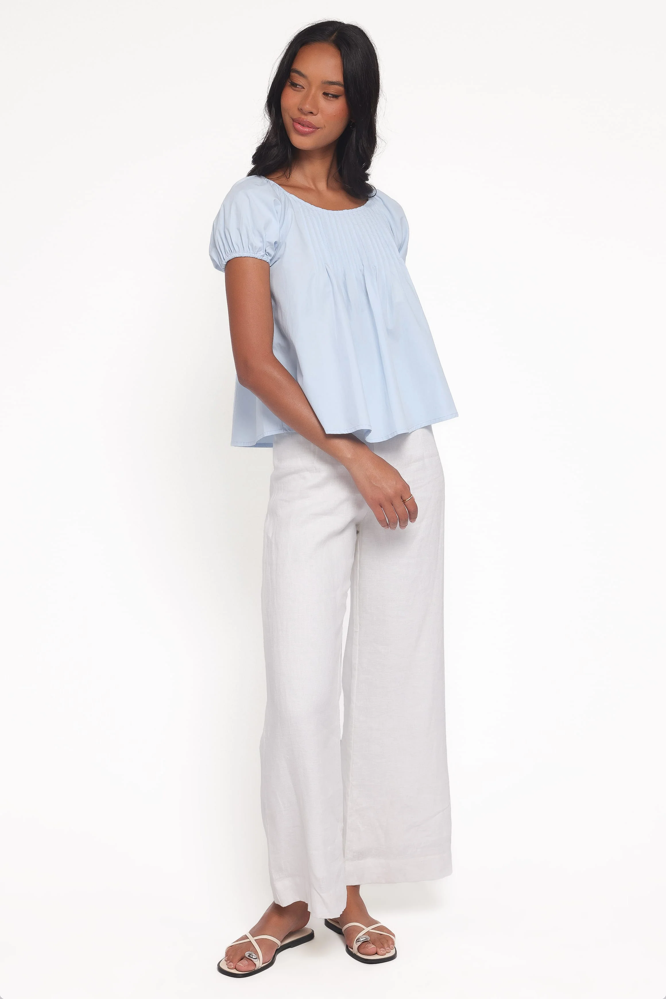 Abbot Pleated Top - Blue