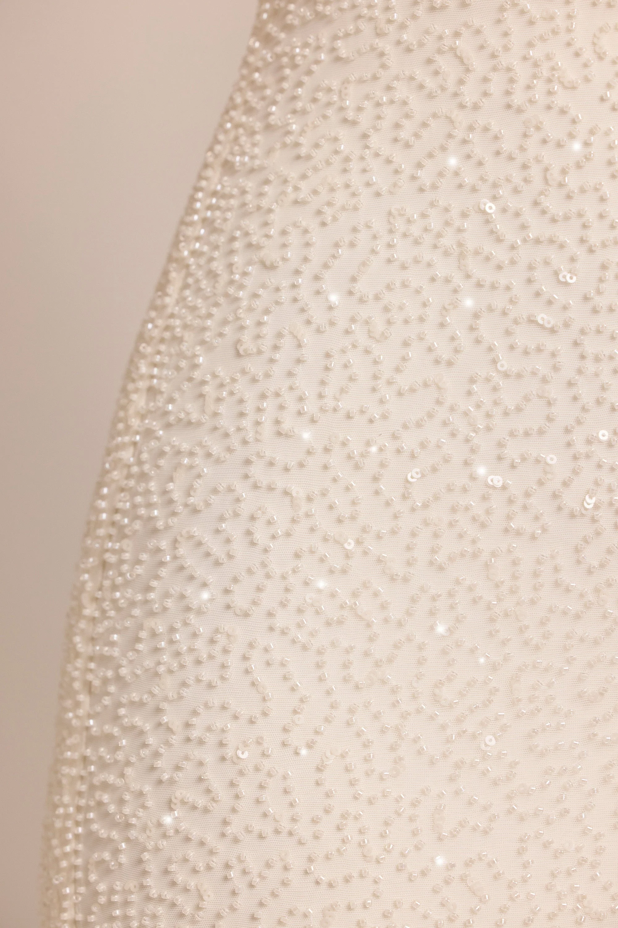 Embellished Square Neck Mini Dress in White