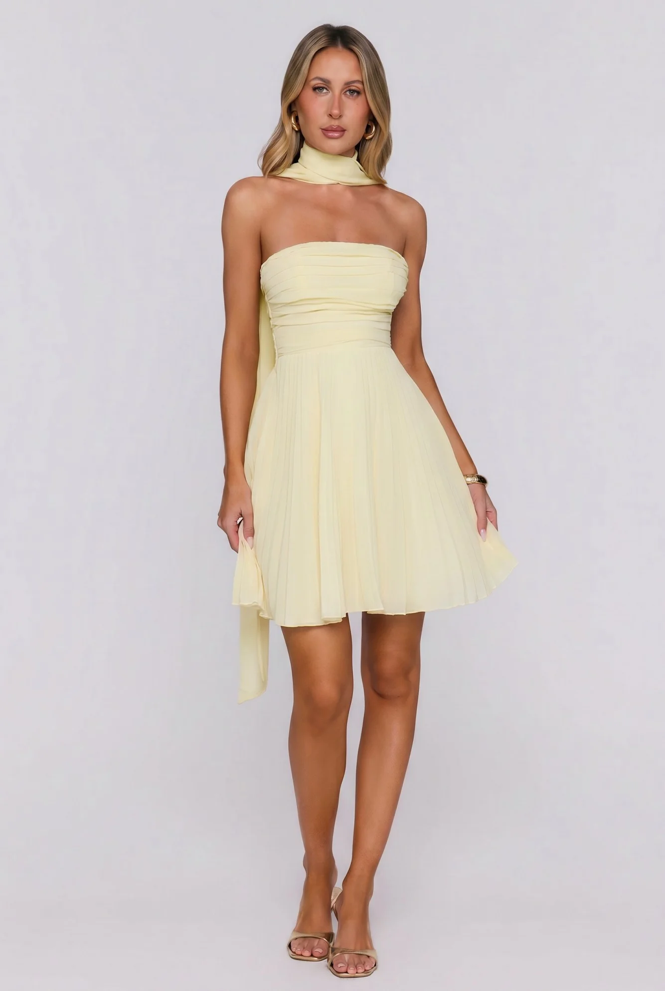Hot Girl Holiday Strapless Mini Dress Yellow