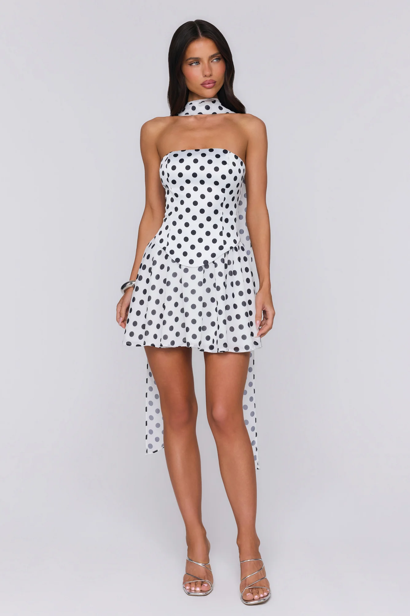 Twirl In Dots Polka Dot Mini Dress White