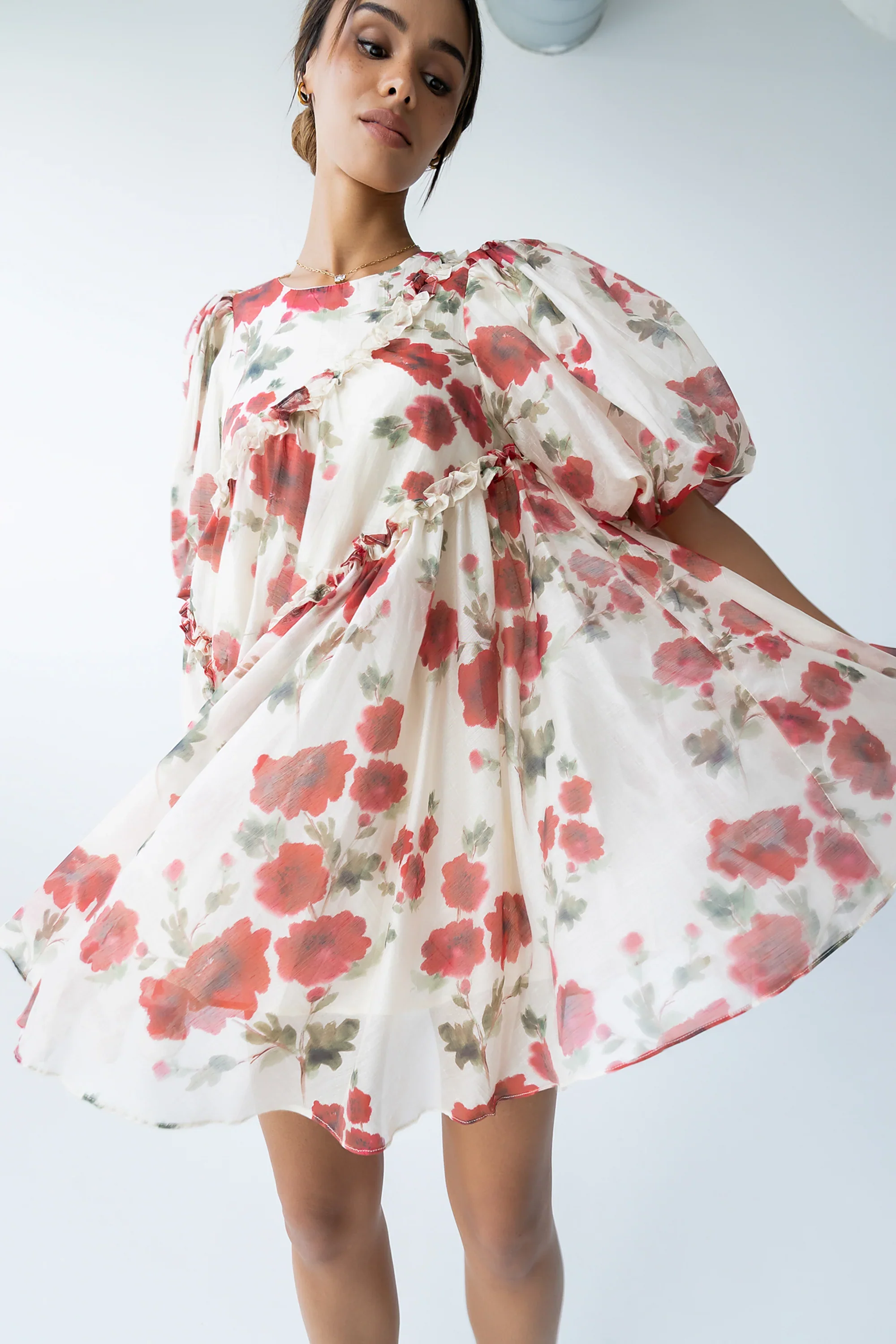 Tamlyn Floral Mini Dress in Red