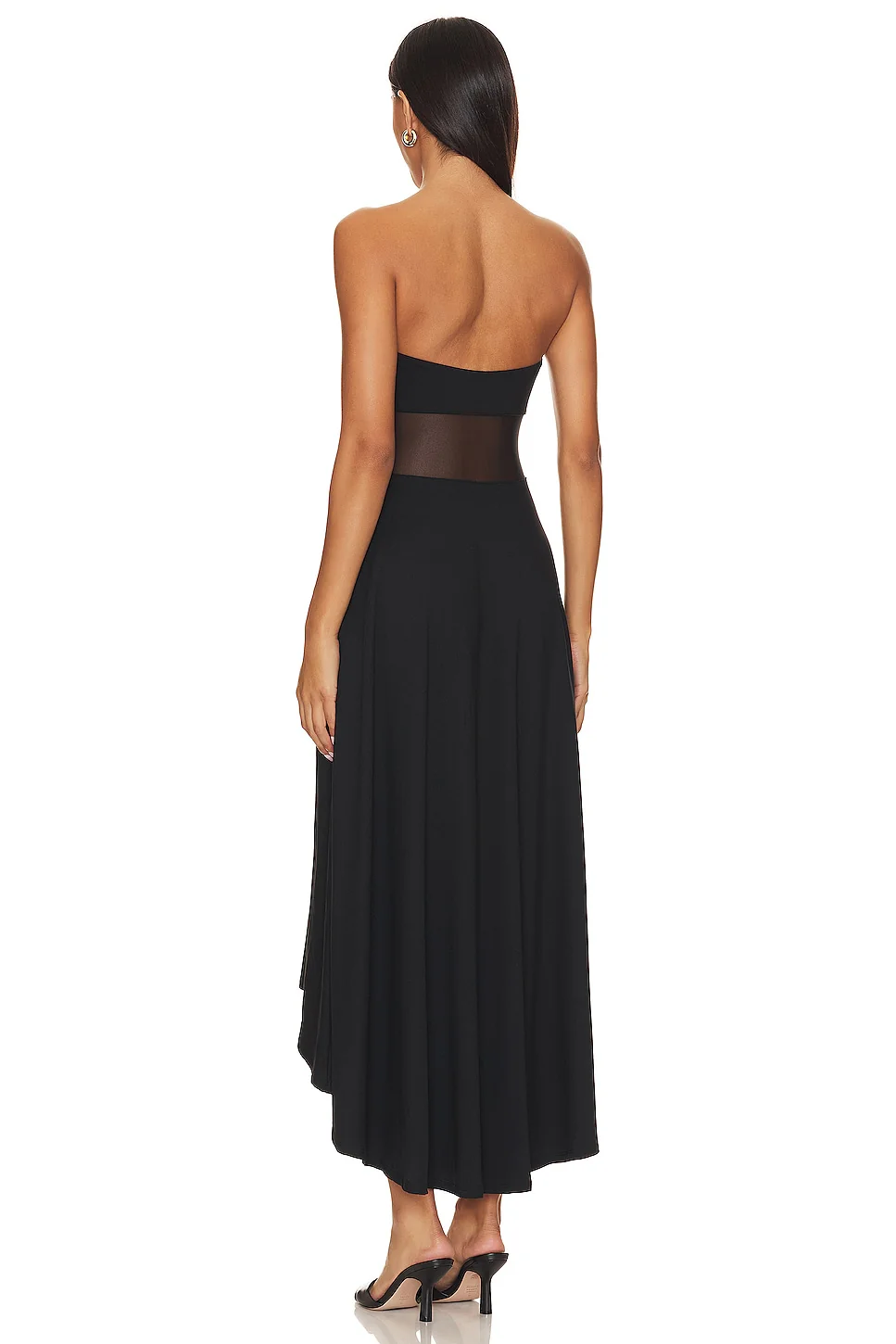 Mesh Strapless Midi Dress