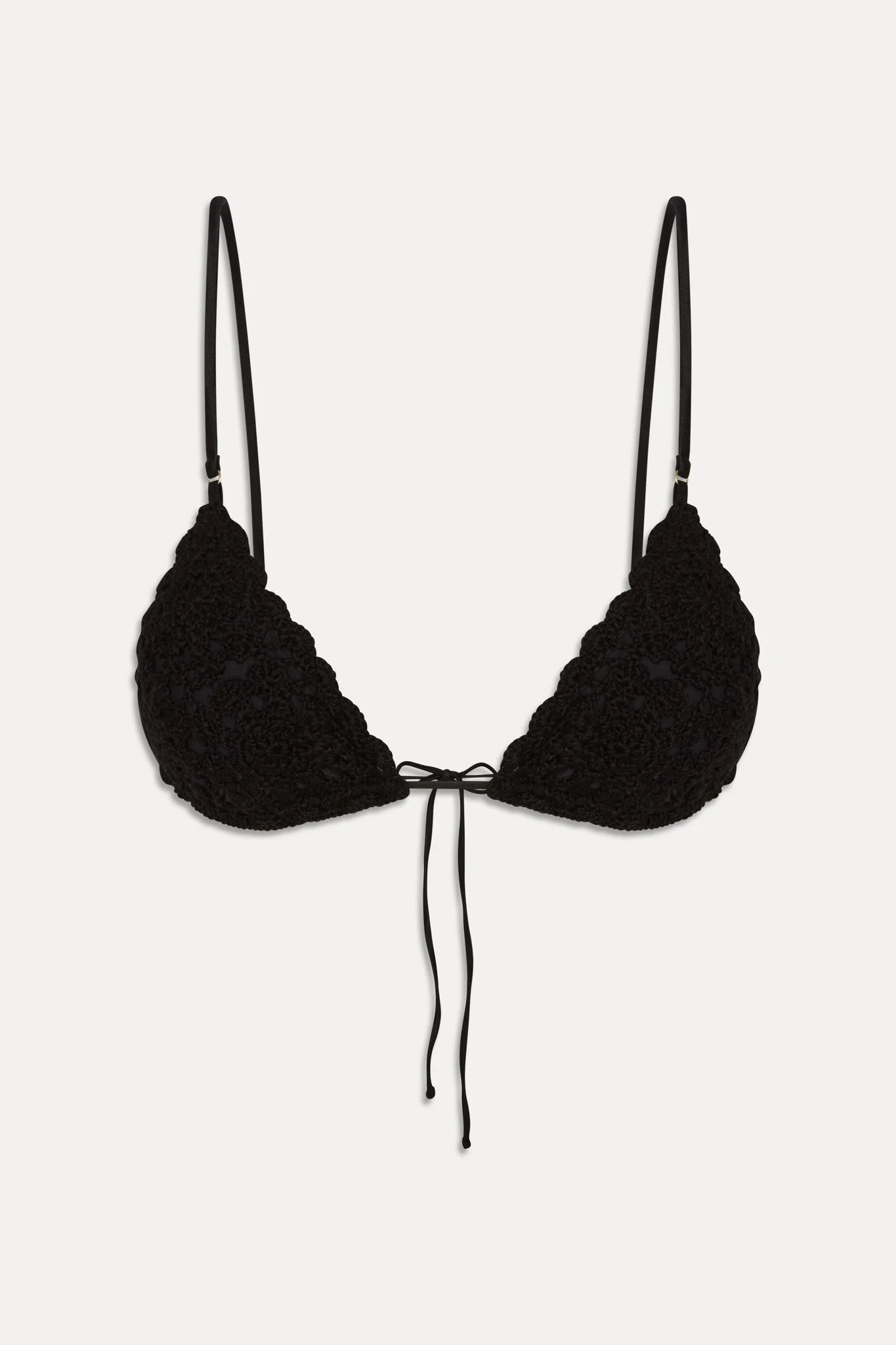 Elena Crochet Shine Bikini Top - Black