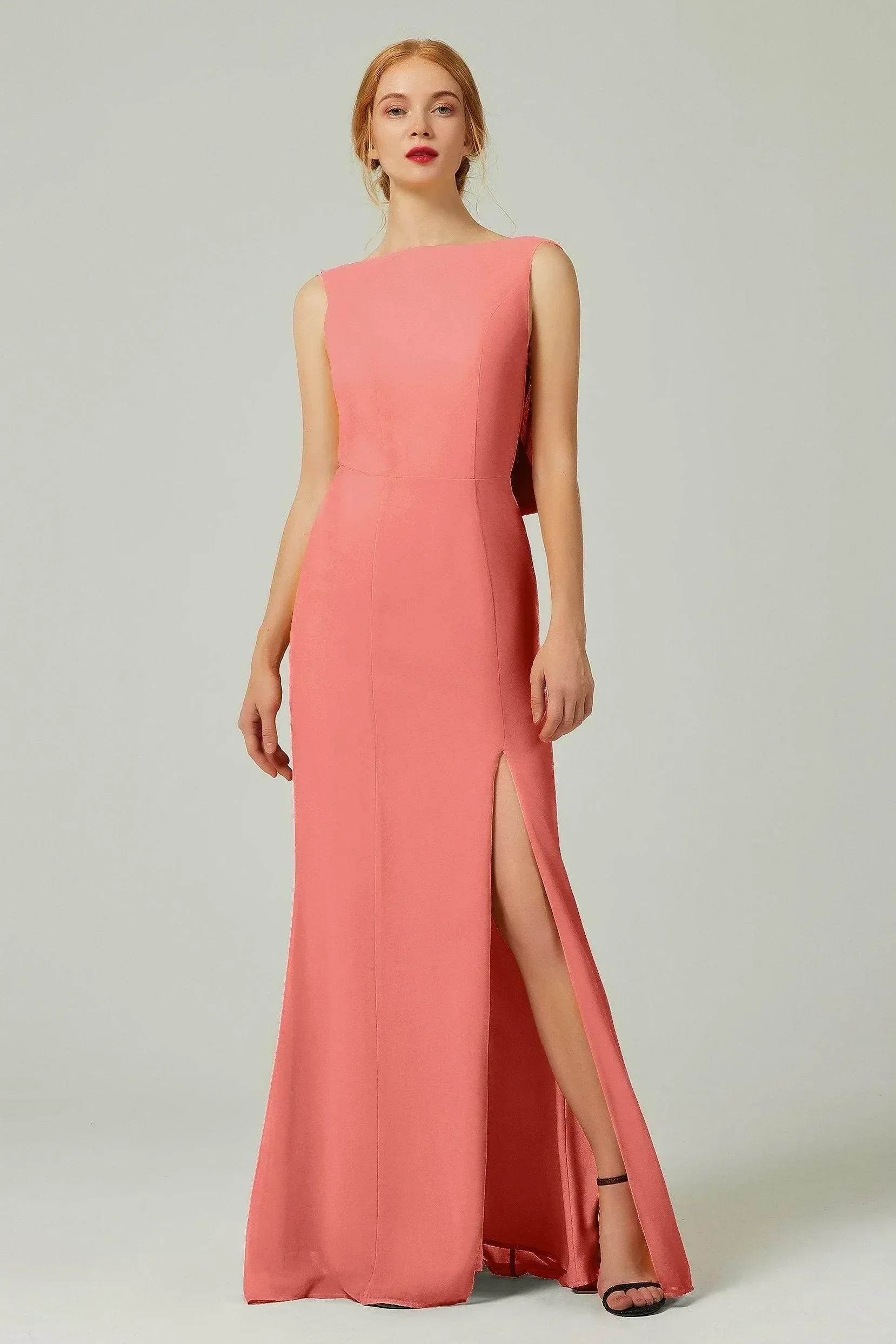 Sheath-Column Sweep-Brush Chiffon Bridesmaid Dress Formal Dresses CB0310