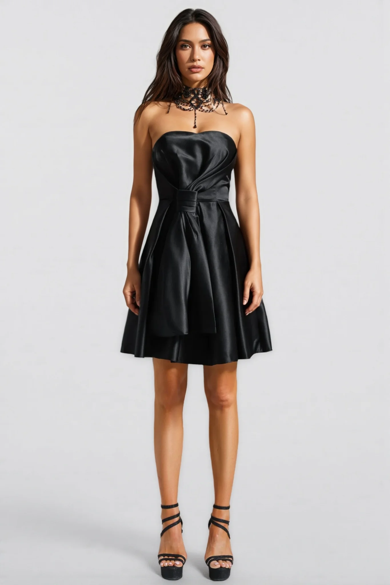 Nirina Deborah Satin Strappy Mini Dress