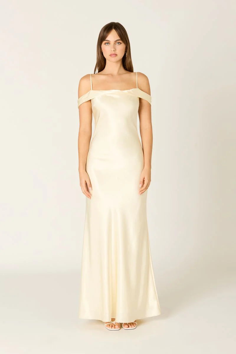 Satin Off The Shoulder Gown