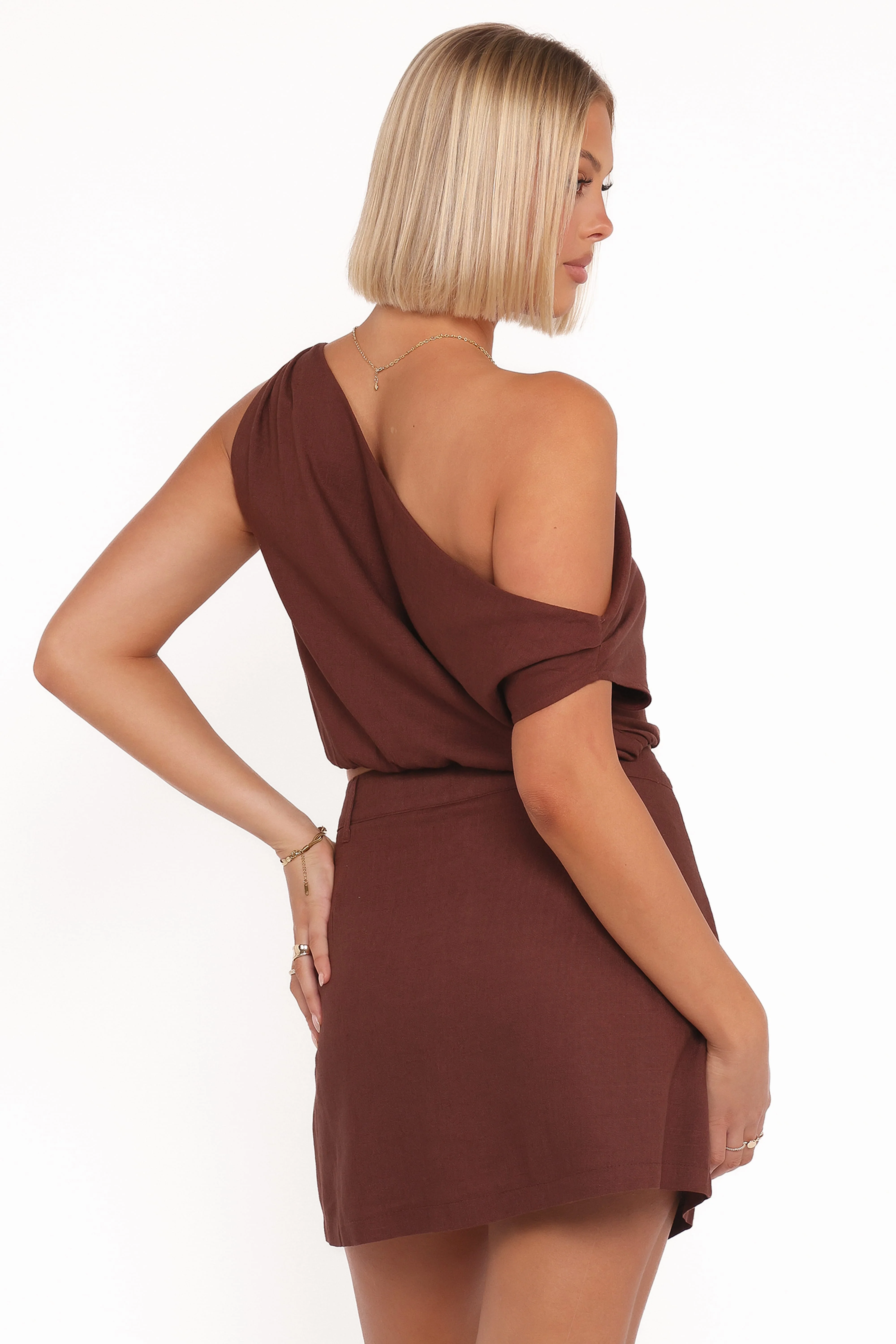 Shaw Off Shoulder Top - Chocolate Brown