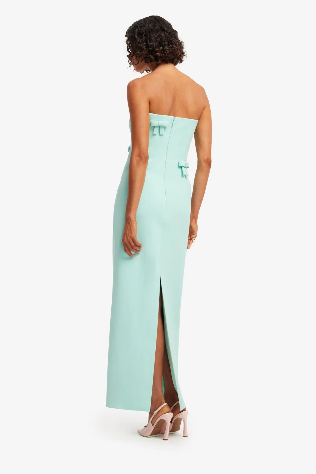 Rayna Bow Bustier Maxi Dress - Pale Turquoise