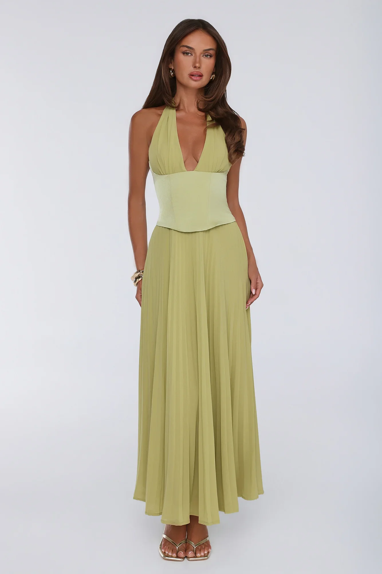The Secret Waltz Halter Maxi Dress Lime