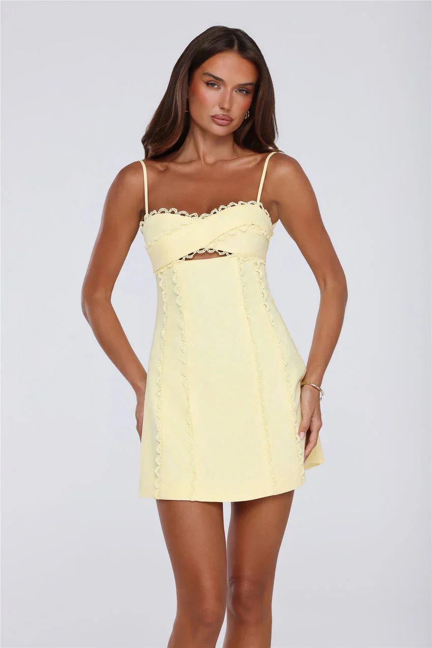Summer Lane Mini Dress Yellow - luluinthesky
