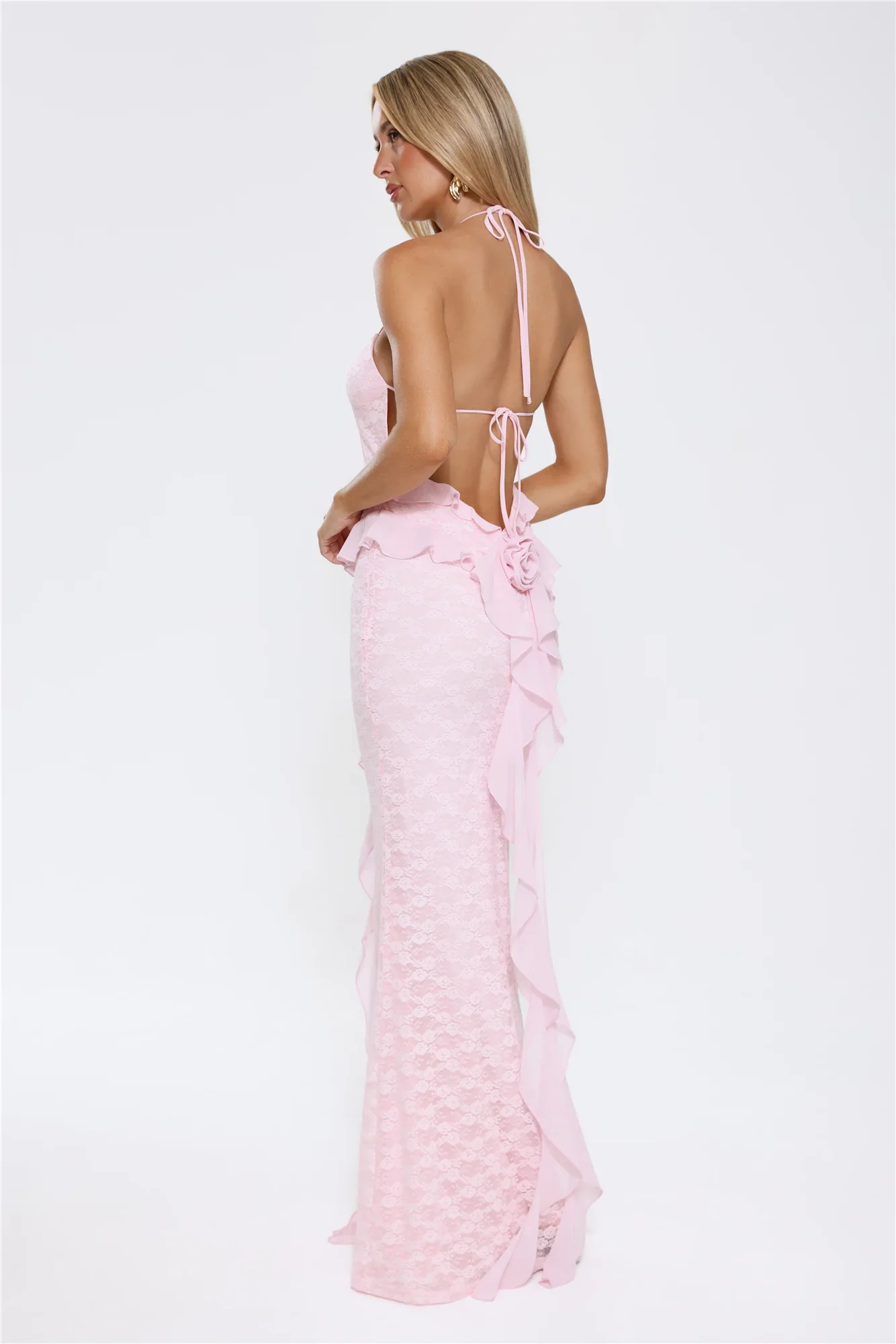 Aurora Serenade Halter Maxi Dress Pink - luluinthesky