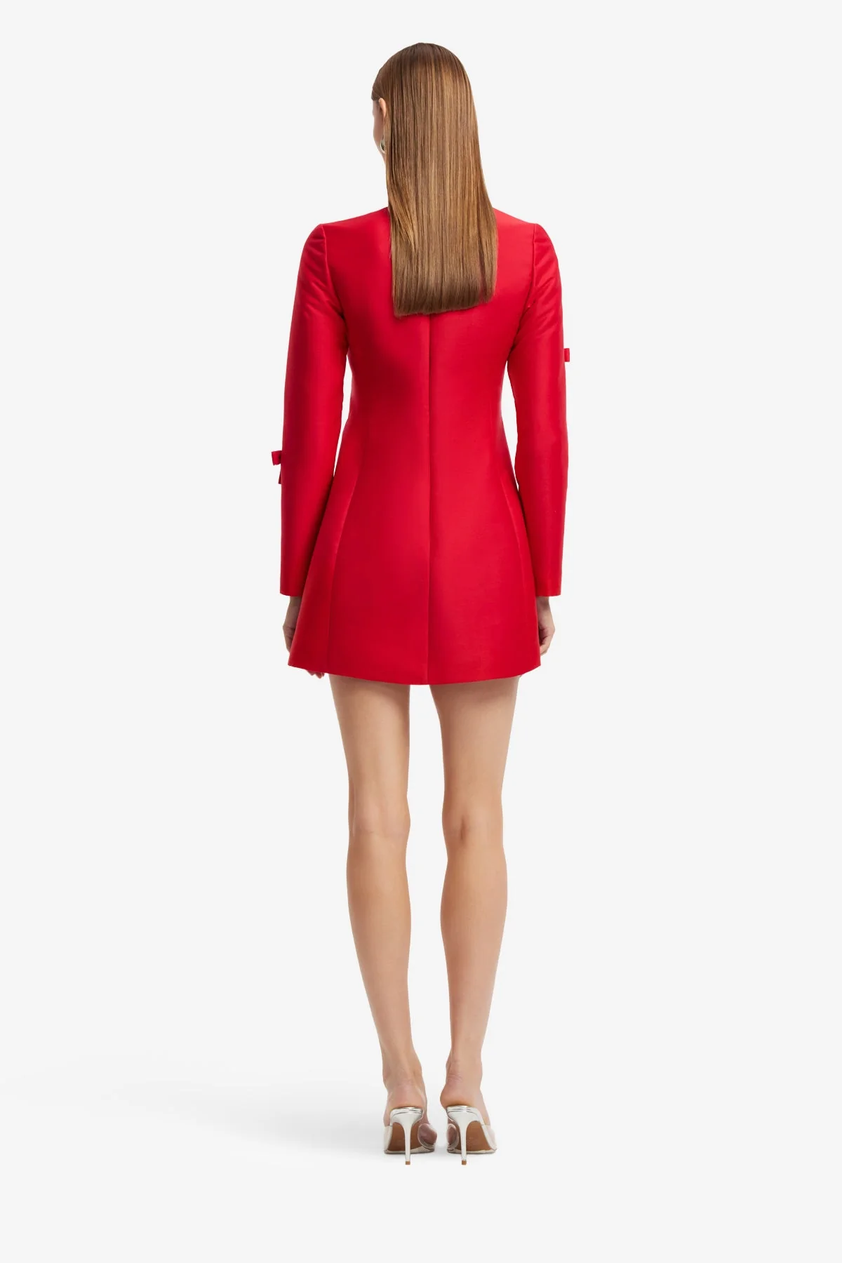 Aliza Bow Long Sleeve Mini Dress - Vermilion