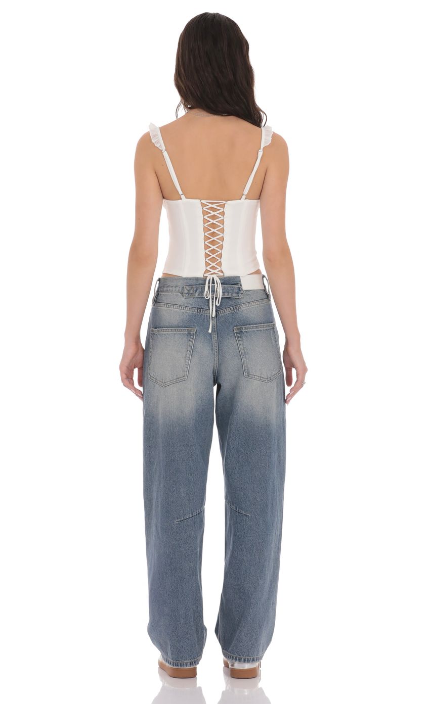 Distress Barrel Jeans in Faded Denim