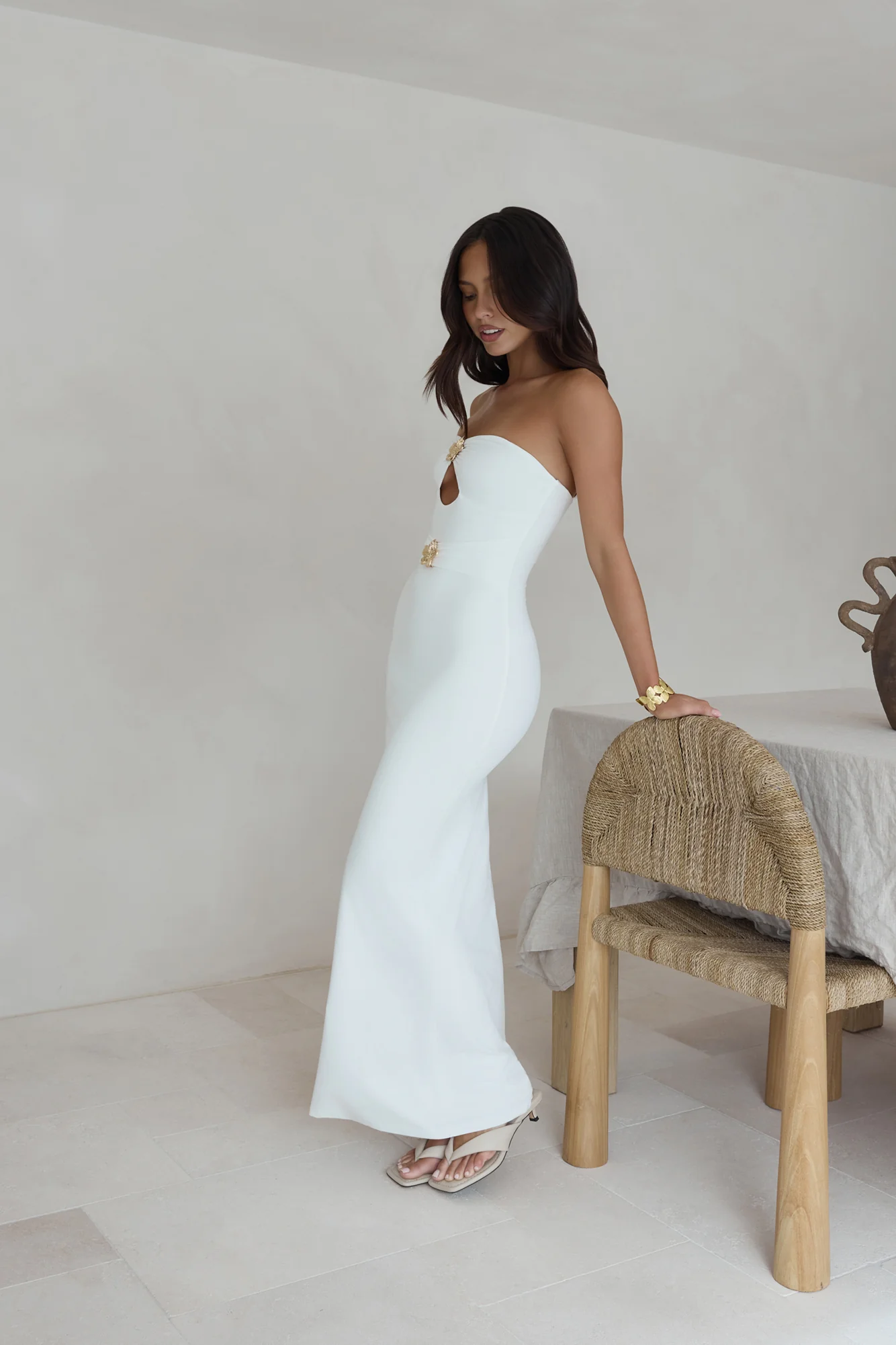 Sandy Stars Strapless Maxi Dress White - luluinthesky