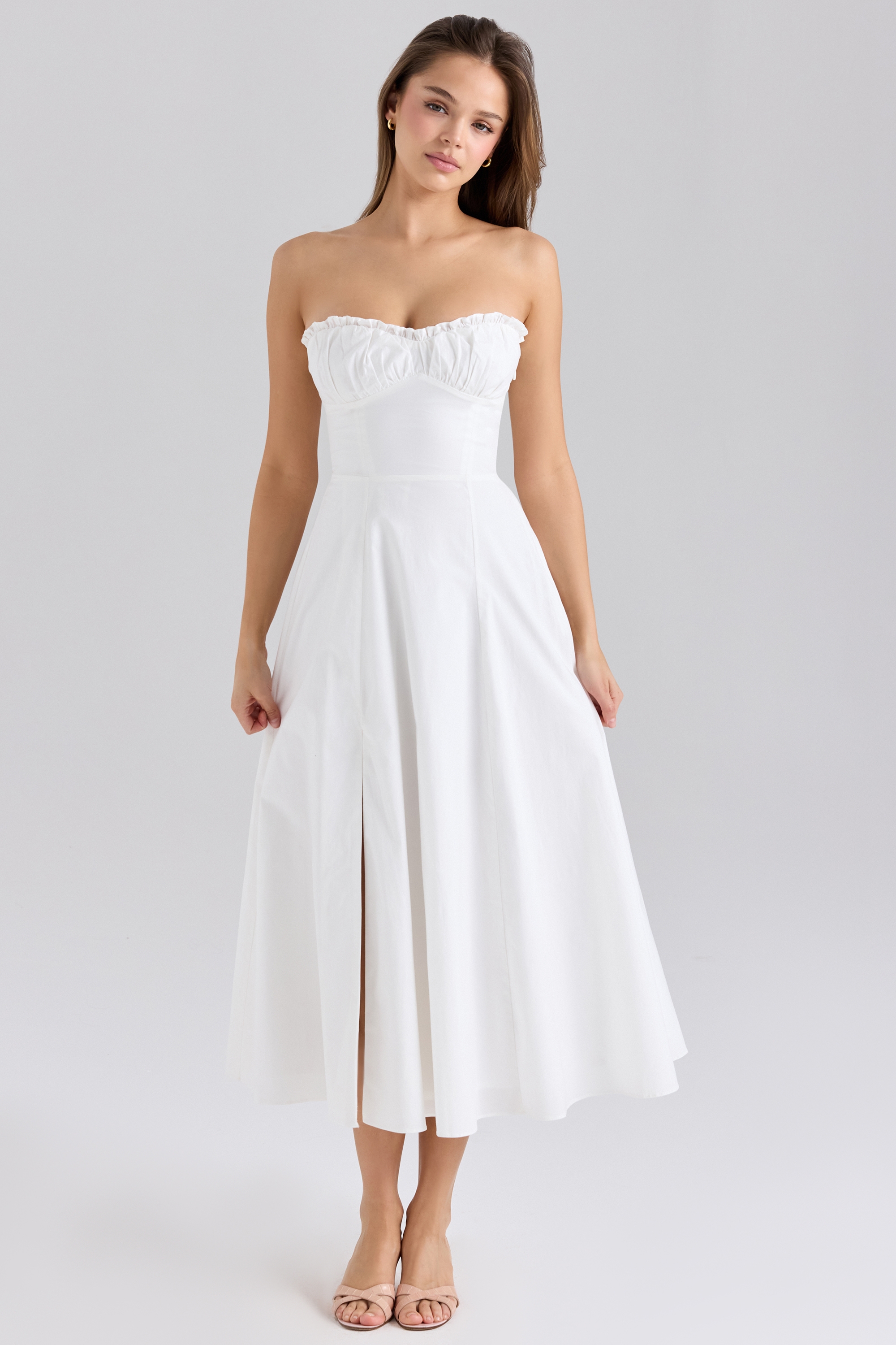 Rose Print Cotton Detachable Corset Midi Sundress