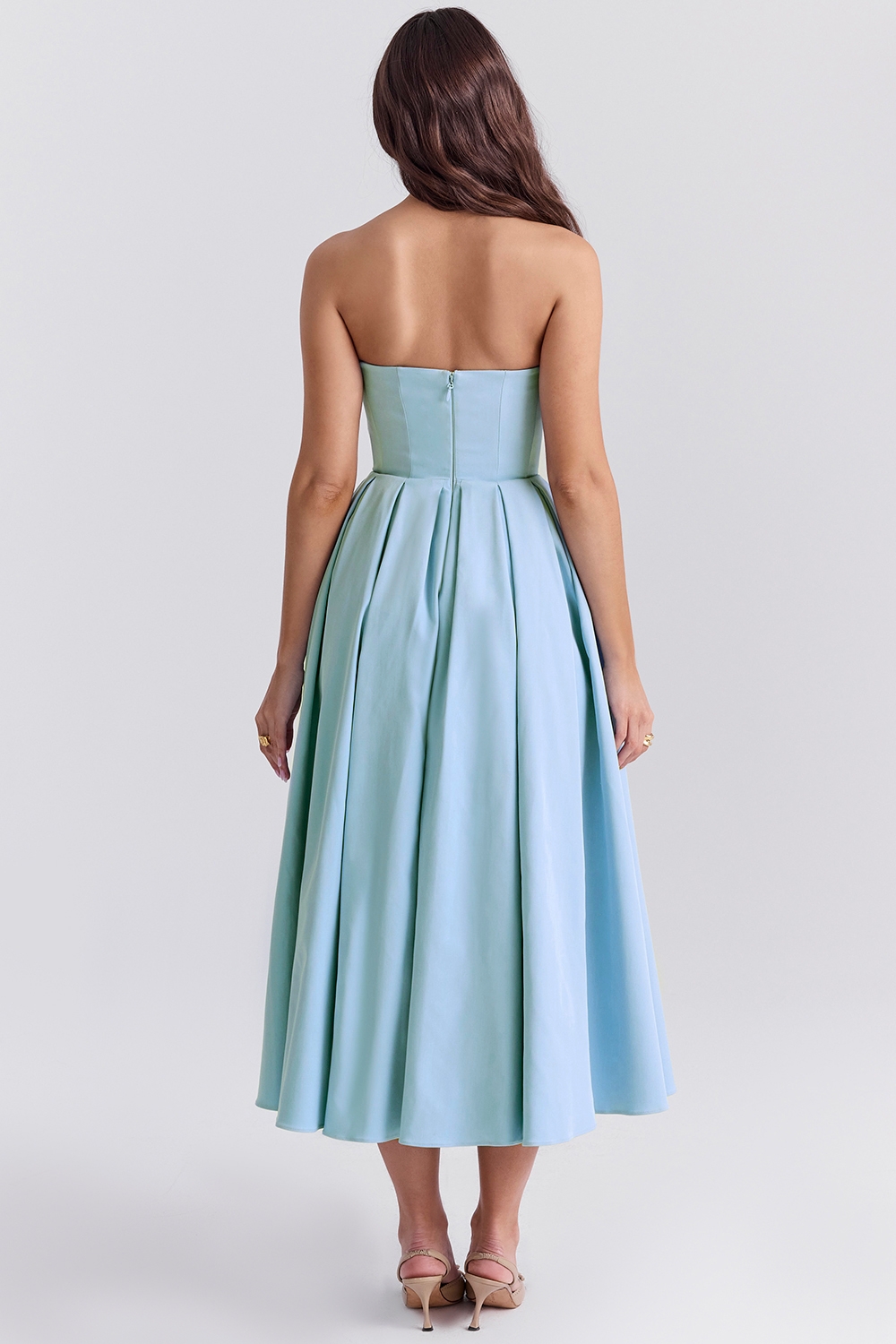 Tuscan Blue Strapless Midi Sundress