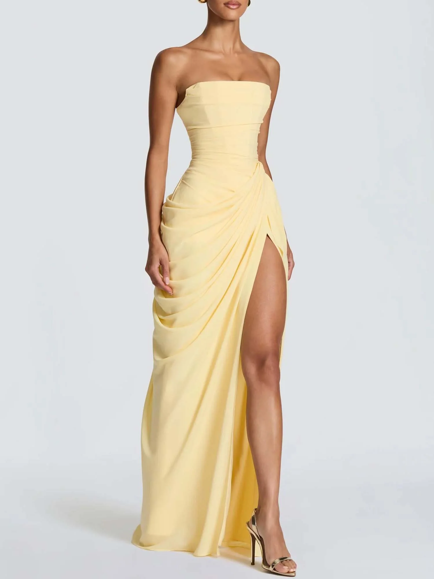 Ethereal Sculpted Draping  Maxi Dress