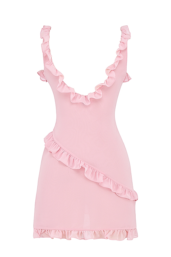 Pink Quartz Ruffle Mini Dress