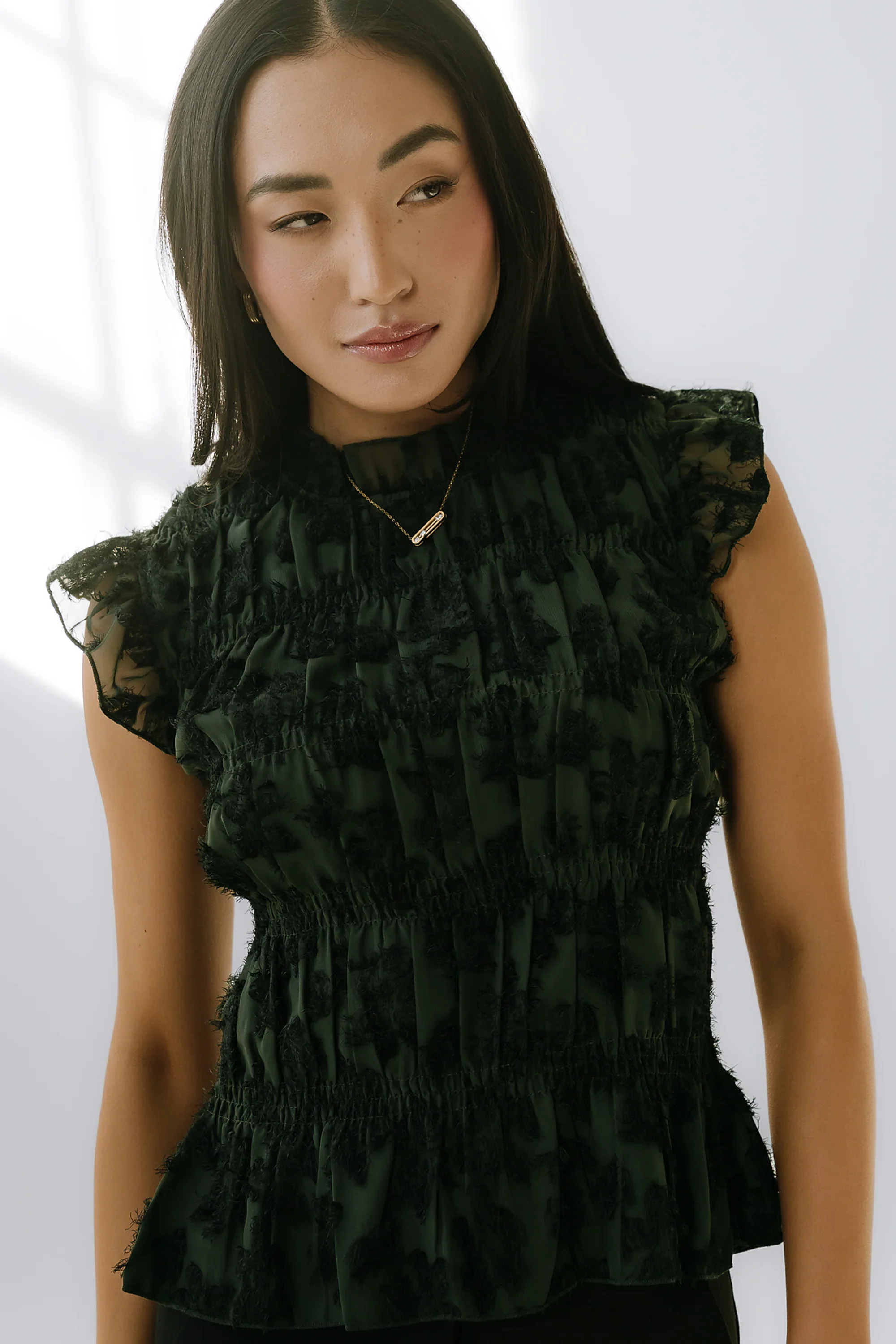 Rodney Smocked Blouse in Green