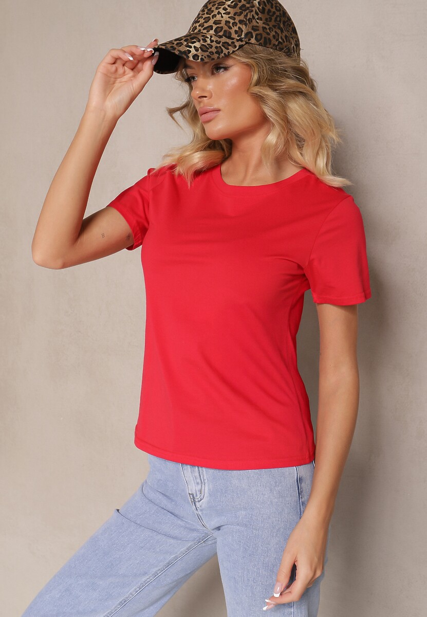 Czerwony Casualowy Bawełniany T-shirt Rivali