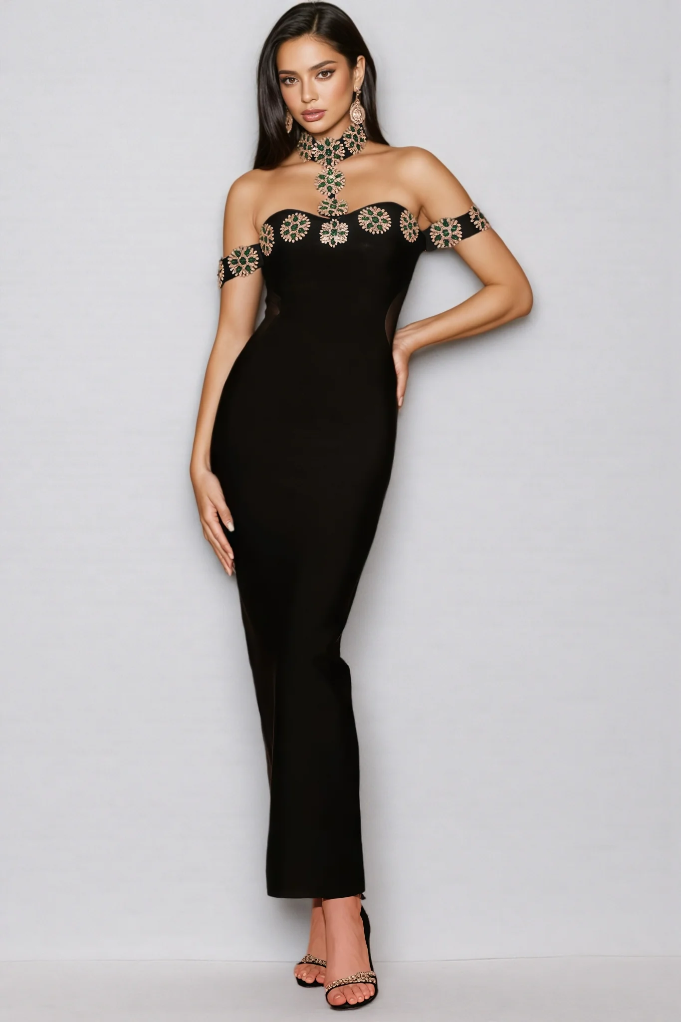 Mona Crystal Bandage Maxi Dress