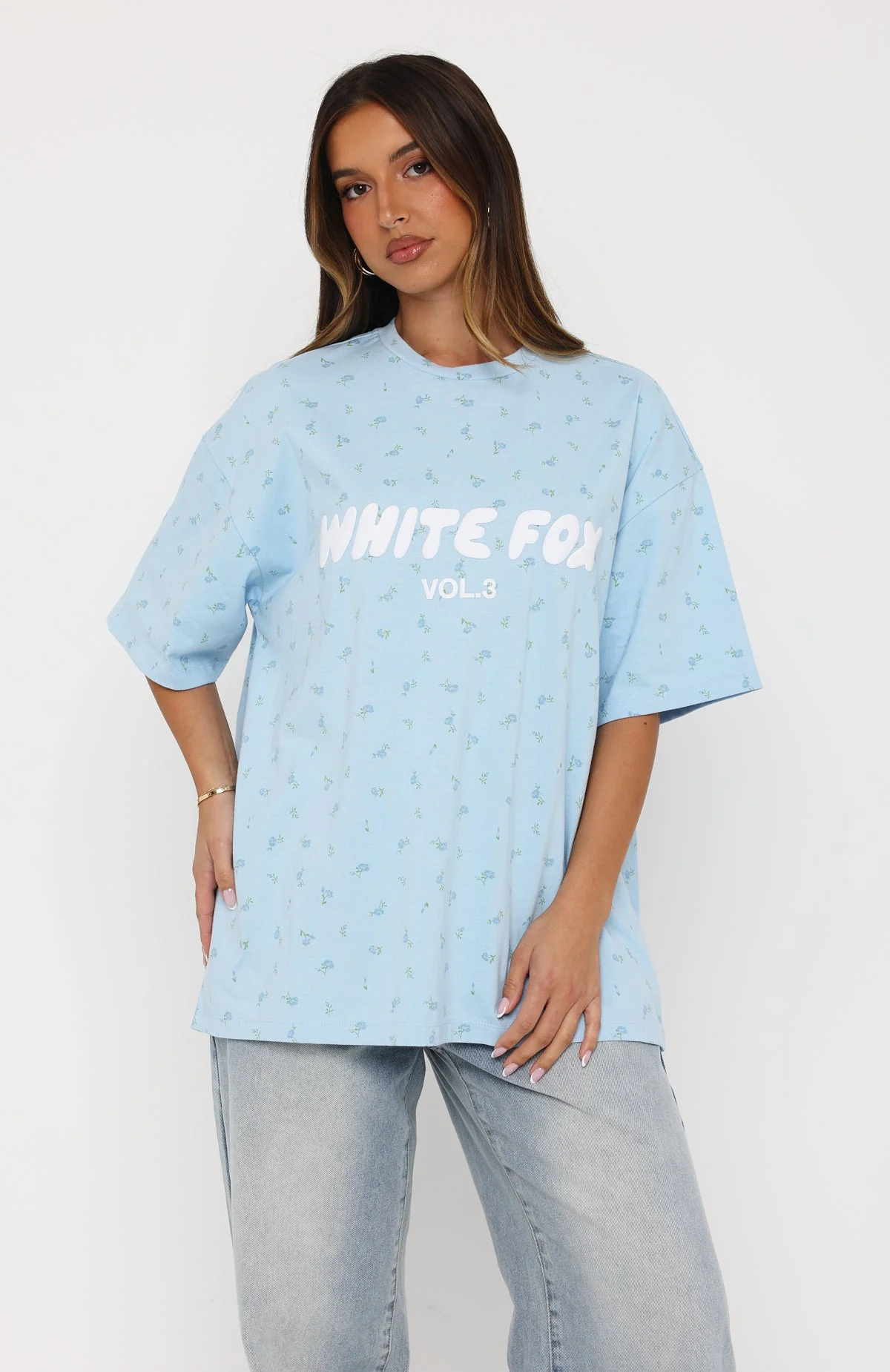 Offstage Printed Oversized Tee Blue Ditsy