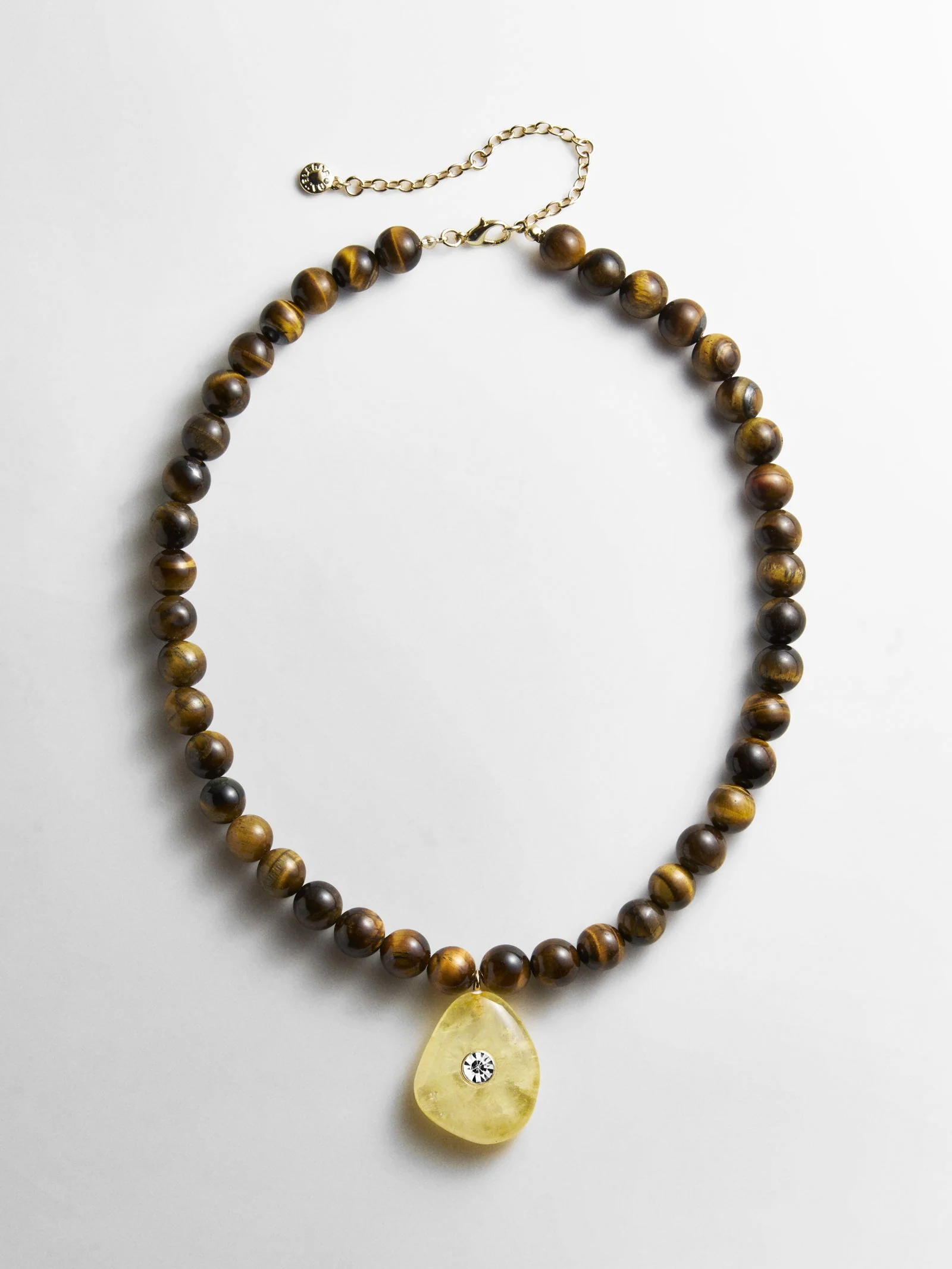 Jamie Semi-Precious Beaded Necklace - Tiger's Eye/Citrine