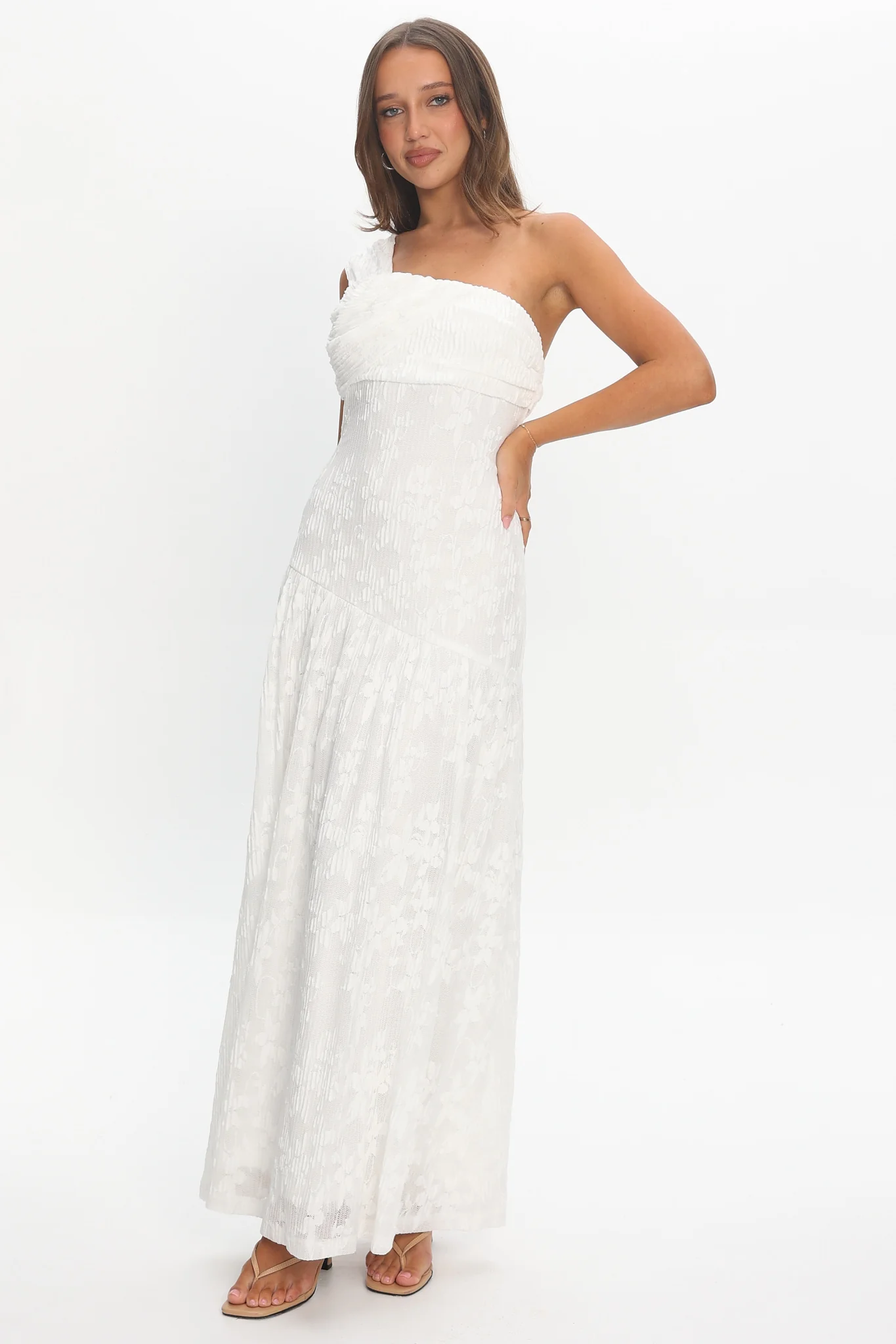 Azure Sun Drop Waist Maxi Dress Lace Off White - luluinthesky