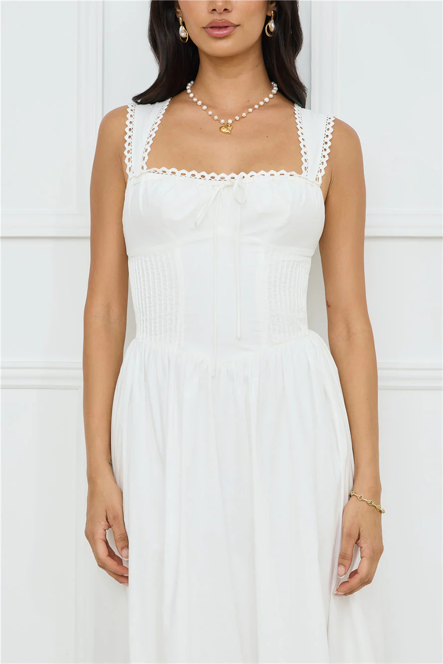 Luxe Serene Midi Dress White