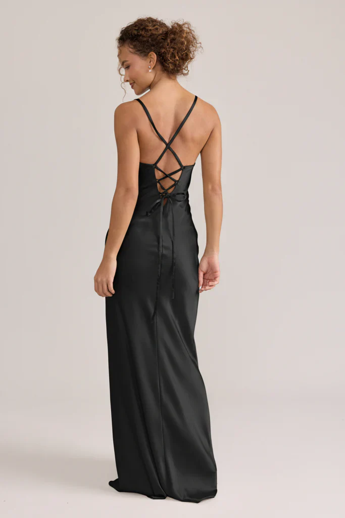 Ellapink Satin Dress | Ready To Ship | Black