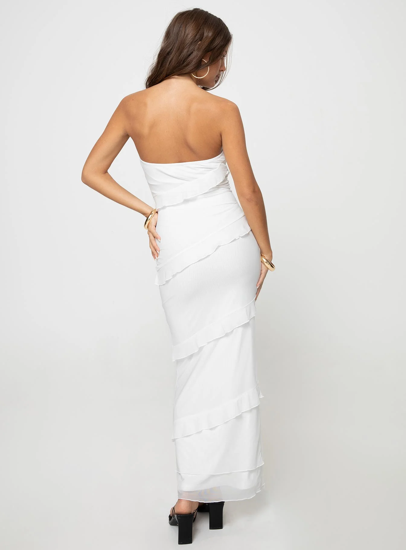 Lasher Strapless Maxi Dress White - luluinthesky