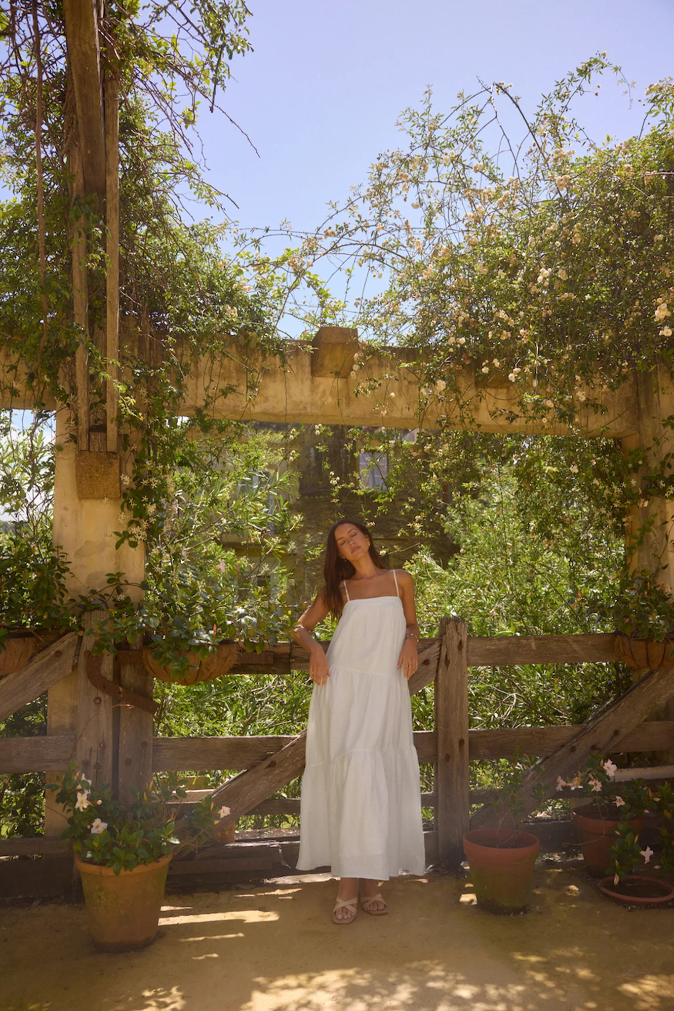 Liliana 100% Linen Maxi Dress White - luluinthesky