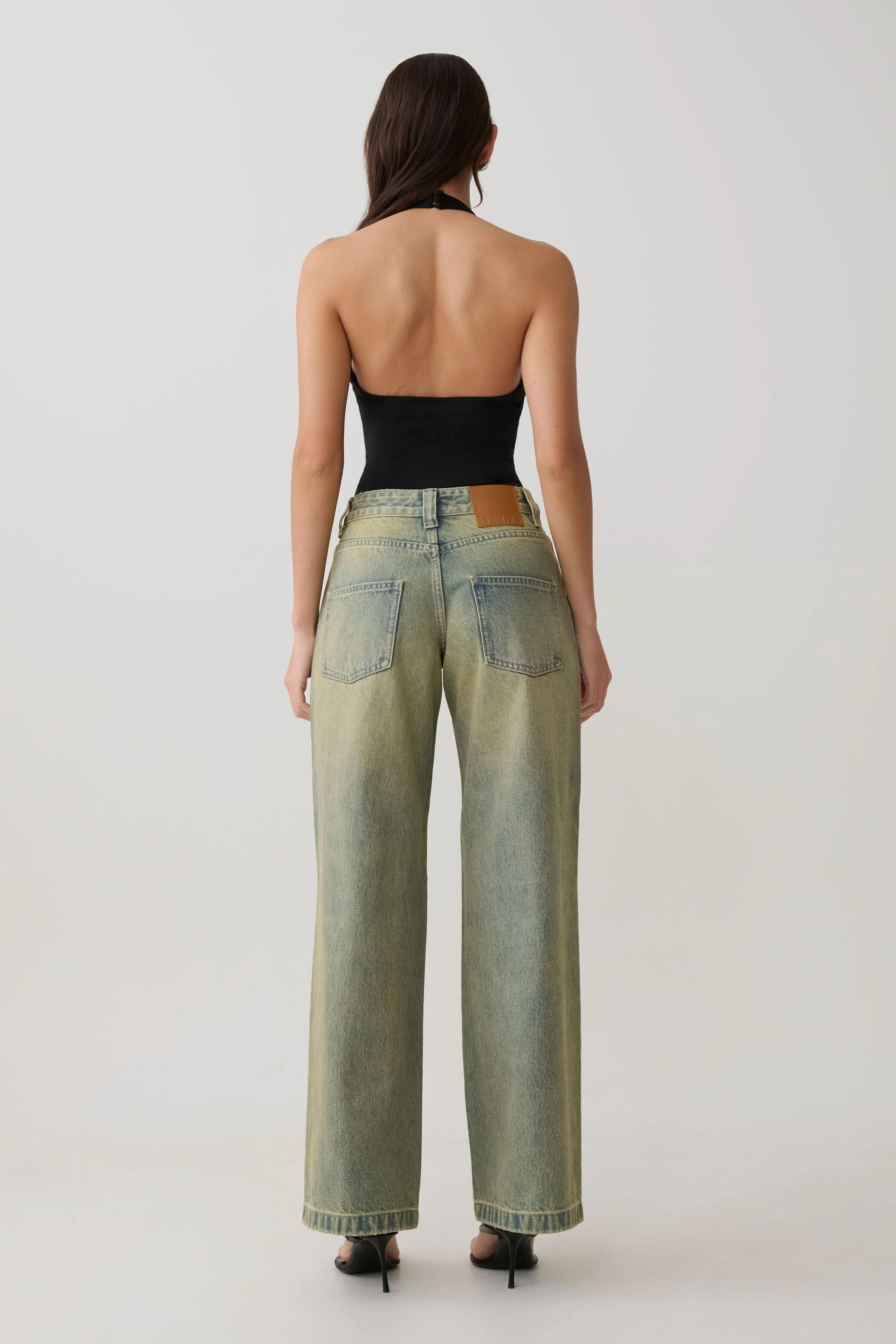 Joey Mid Rise Wide Leg Jeans - Green Wash