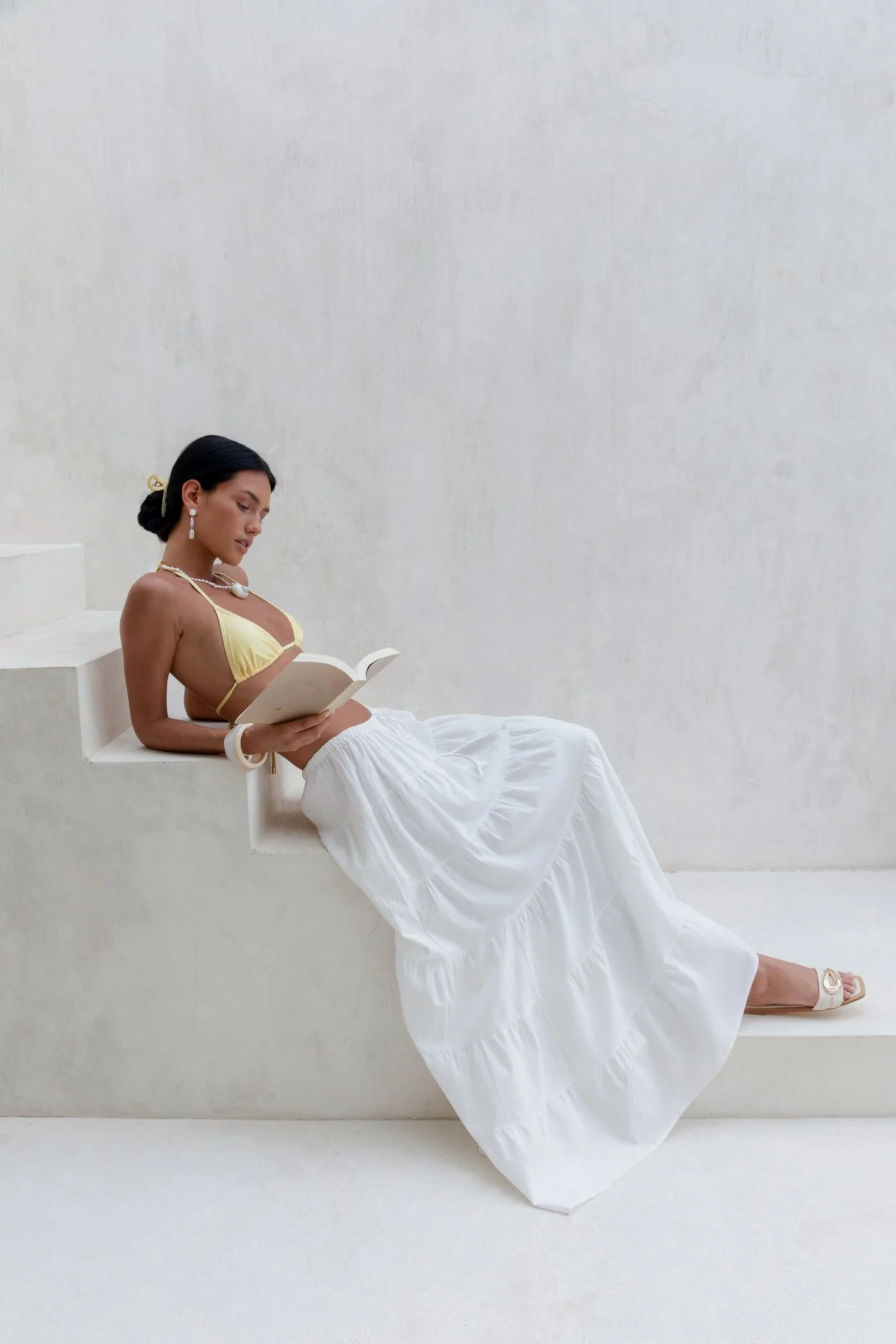 Evaline Maxi Skirt White