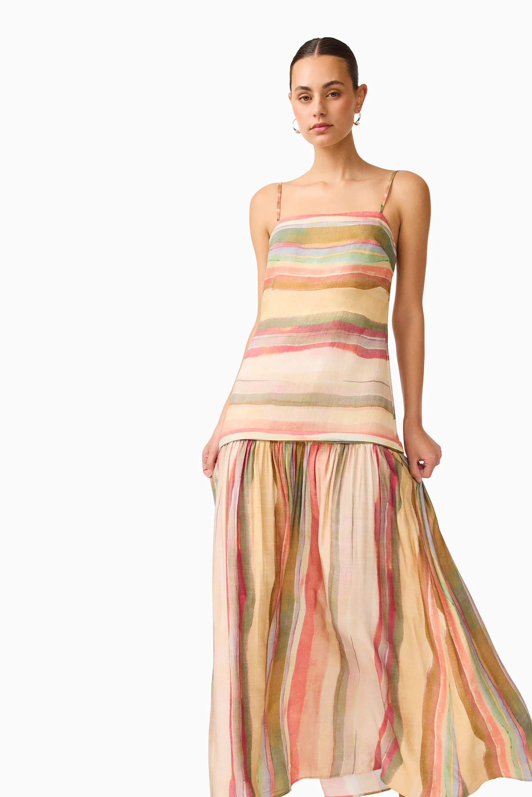 CURAAE Zala Maxi Dress in Striped Multi