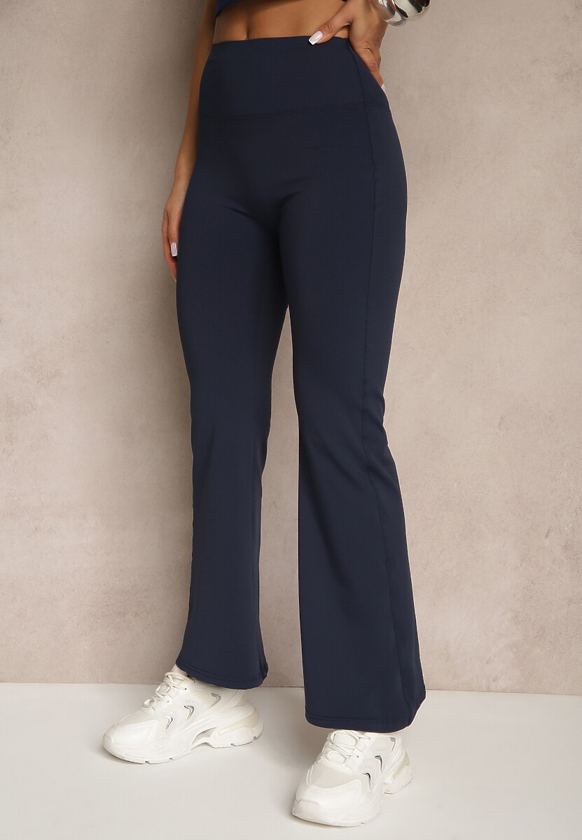 Czarne Spodnie Dzwony Legginsy High Waist Onellin