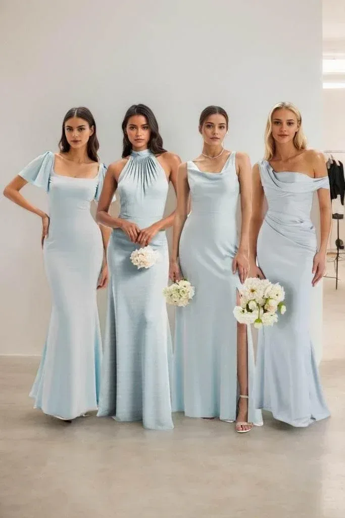 Sheath-Column Maxi Chiffon Bridesmaid Dress CB0813