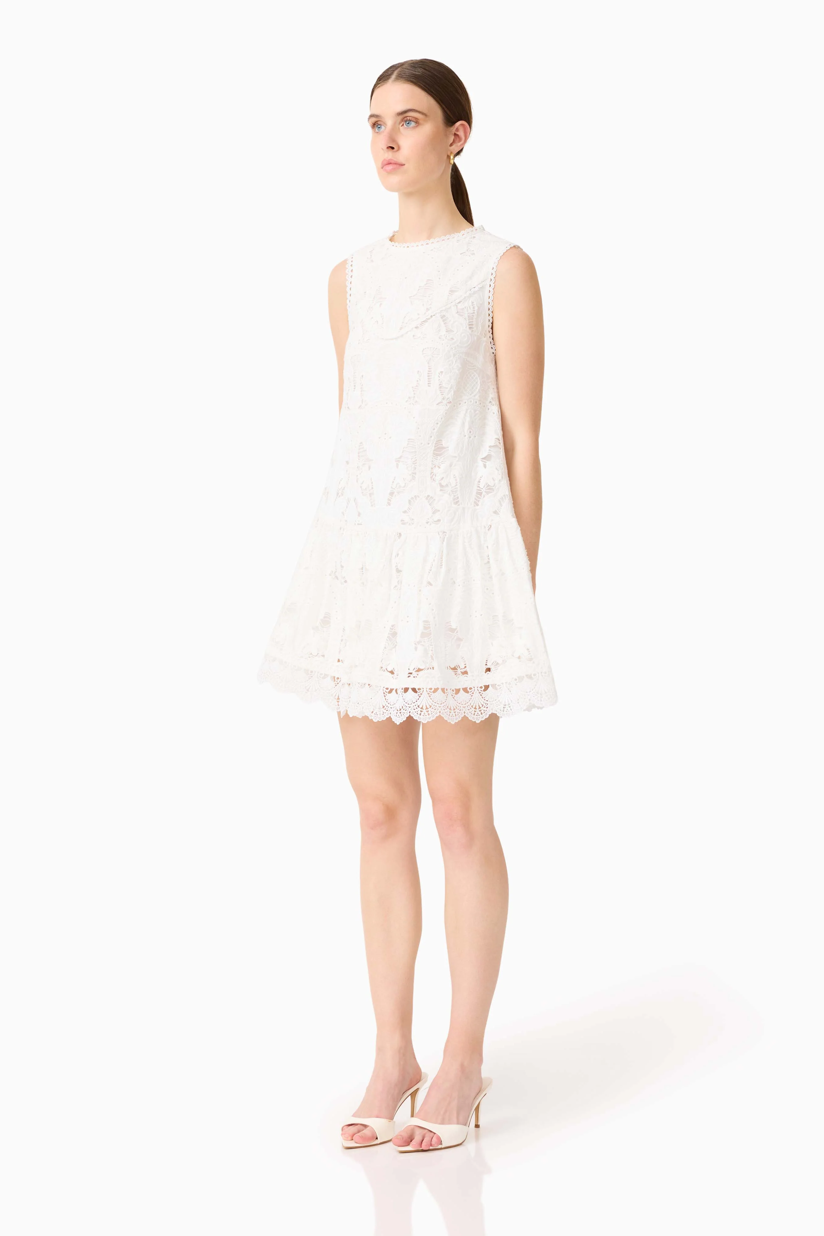 Giovanna Shift Mini Dress in White