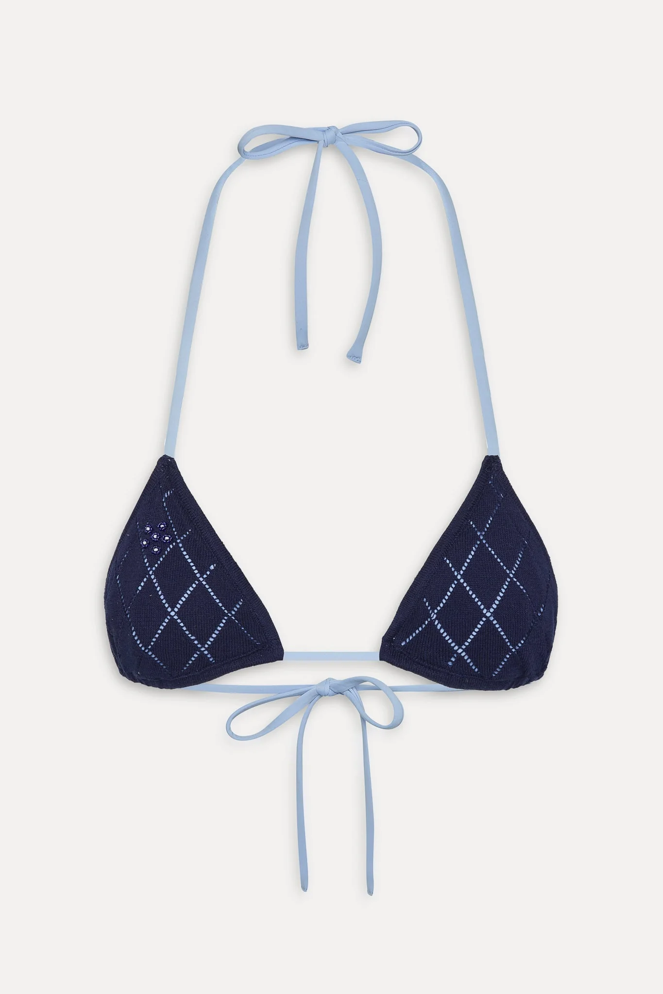 Nick Triangle Halter Bikini Top - Diamond Stitch
