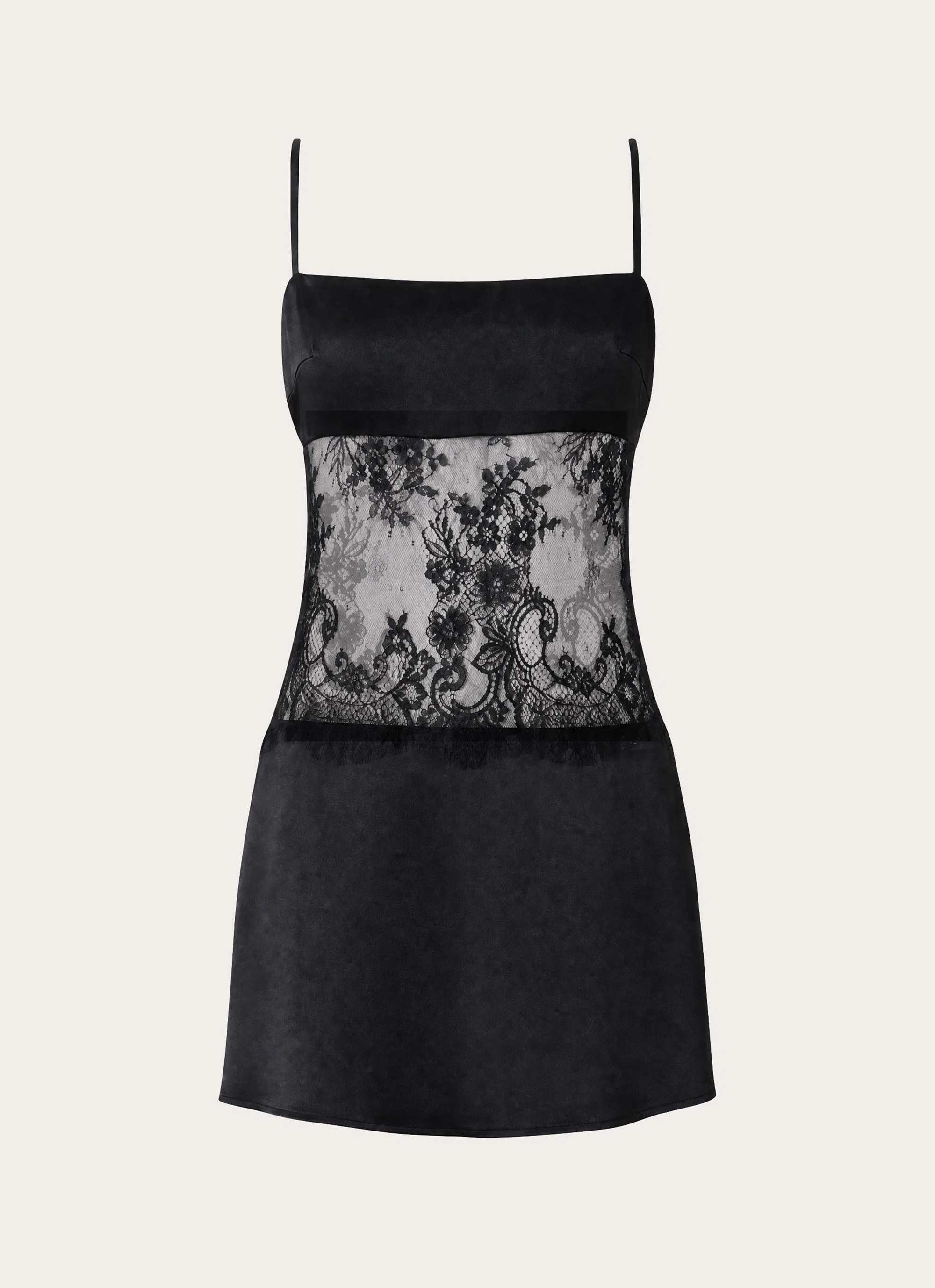 Eunia Lace Spliced Mini Dress - Black - FASHION NOB